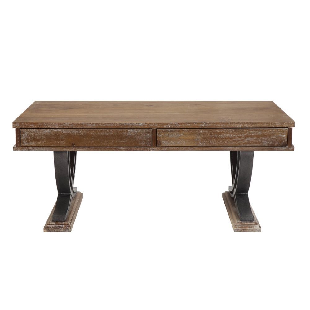 Pellio Wood/Metal Rectangular Storage Coffee Table Set w/2 Drawers