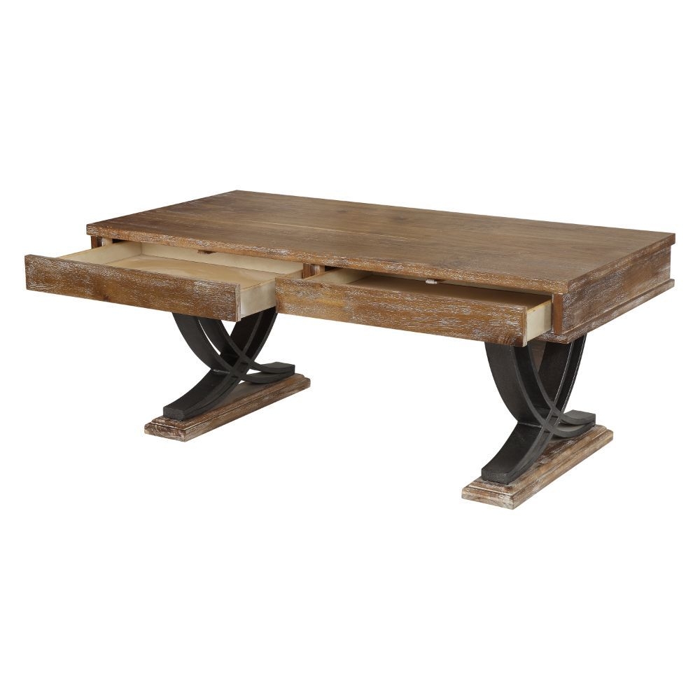 Pellio Wood/Metal Rectangular Storage Coffee Table Set w/2 Drawers