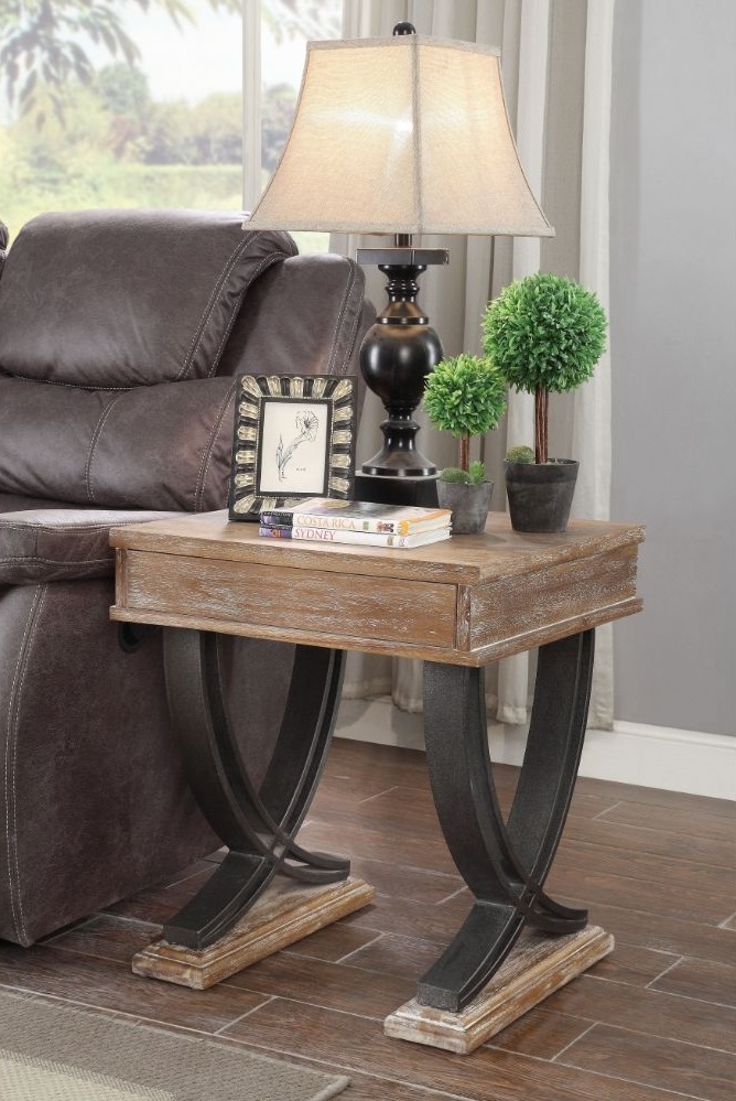 Pellio Wood/Metal Rectangular Storage Coffee Table Set w/2 Drawers