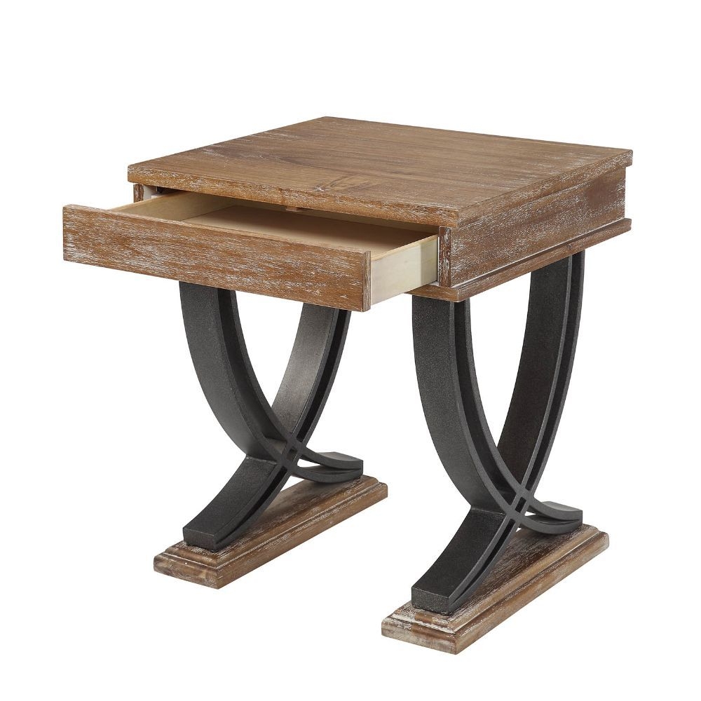 Pellio Wood/Metal Rectangular Storage Coffee Table Set w/2 Drawers