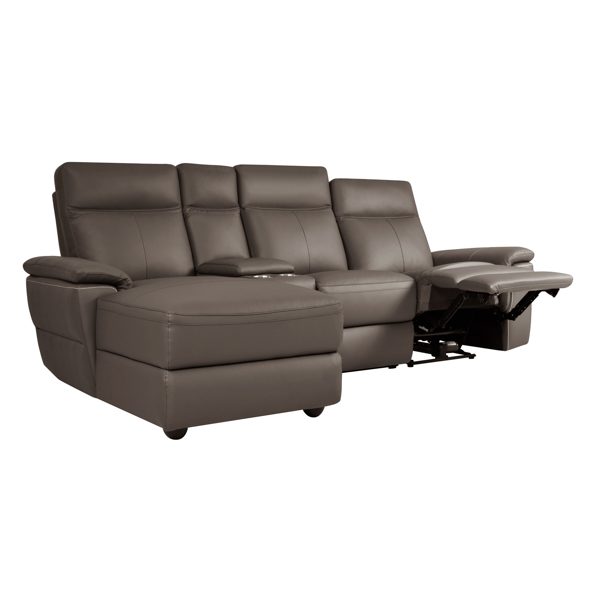 Olympia 4-Piece Leather/Leatherette Power Reclining Sectional, Left Chaise Facing