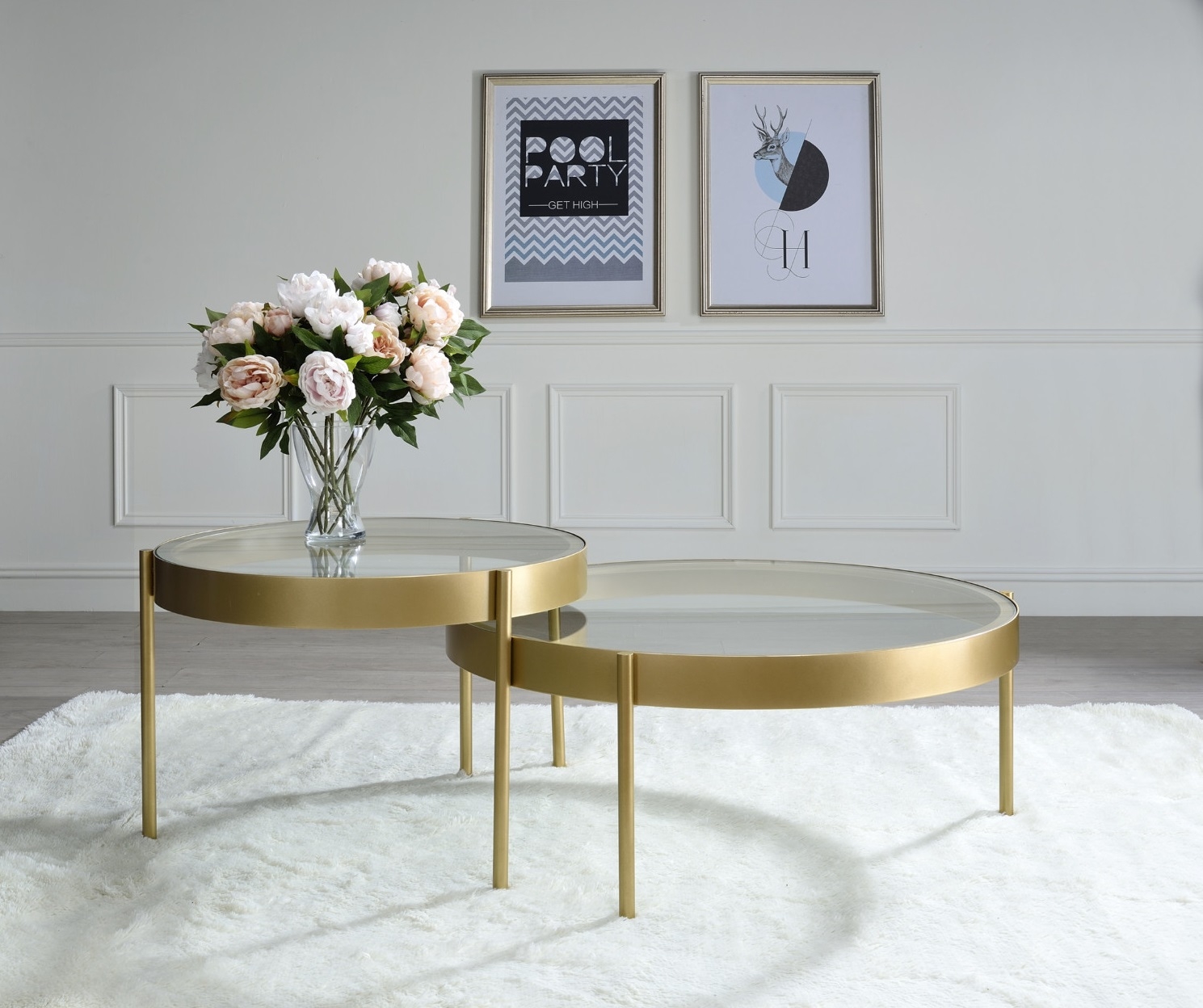 Andover 2-Piece Glass/Metal Coffee Nesting Table Set