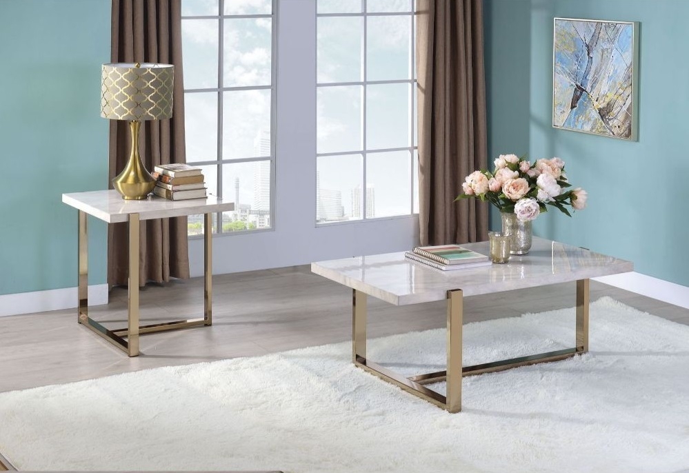 Feit Faux Marble Coffee Table