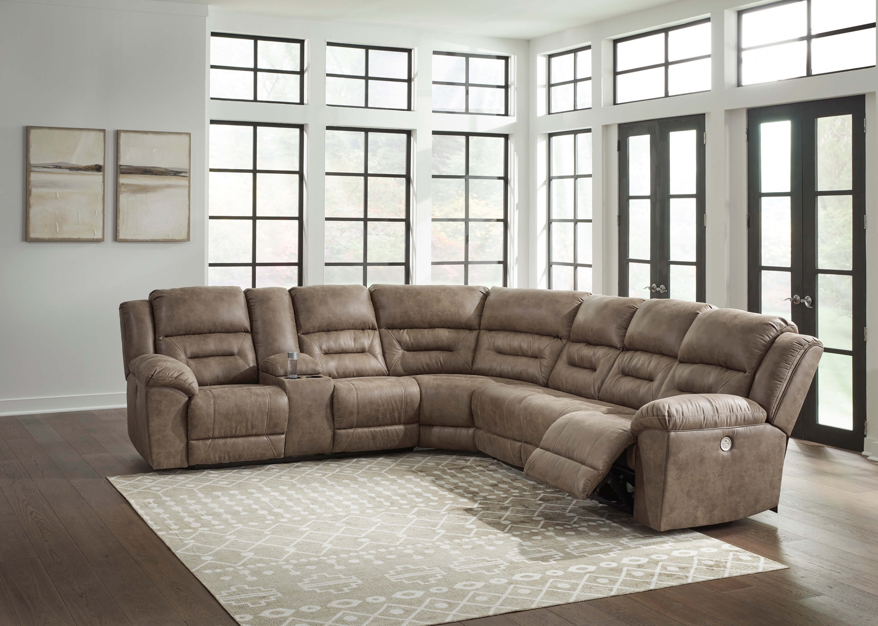 Ravenel 4-Piece Polyester/PU Power Reclining Sectional Sofa, Left Arm Facing