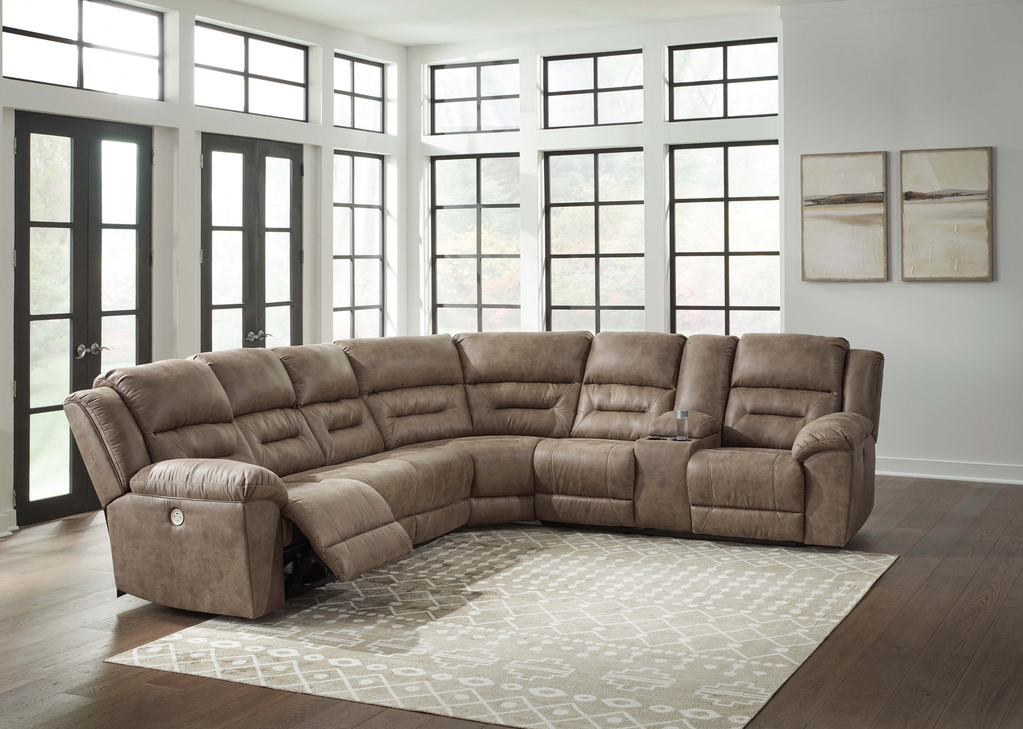Ravenel 4-Piece Polyester/PU Power Reclining Sectional Sofa, Right Arm Facing