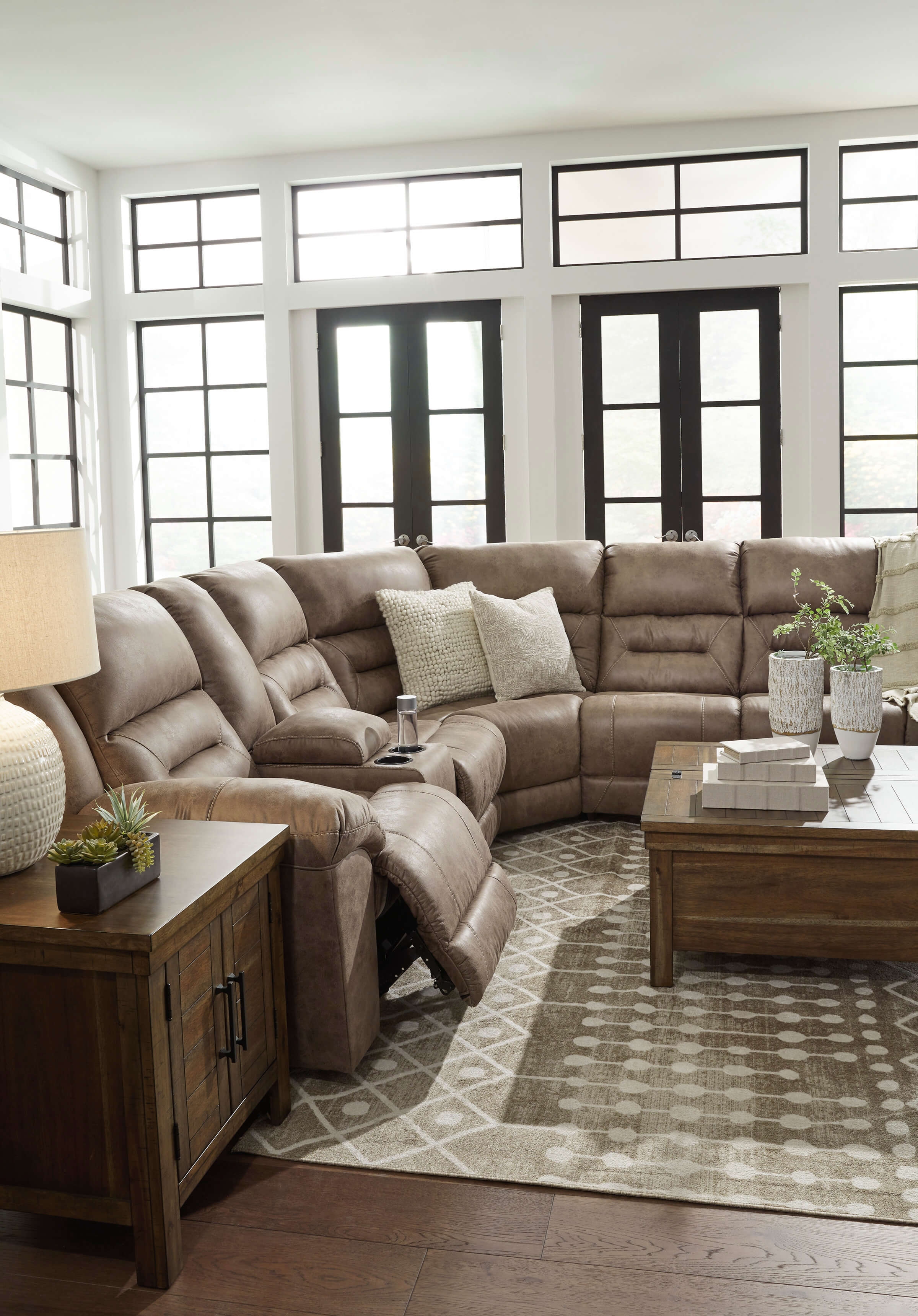 Ravenel 4-Piece Polyester/PU Power Reclining Sectional Sofa, Left Arm Facing