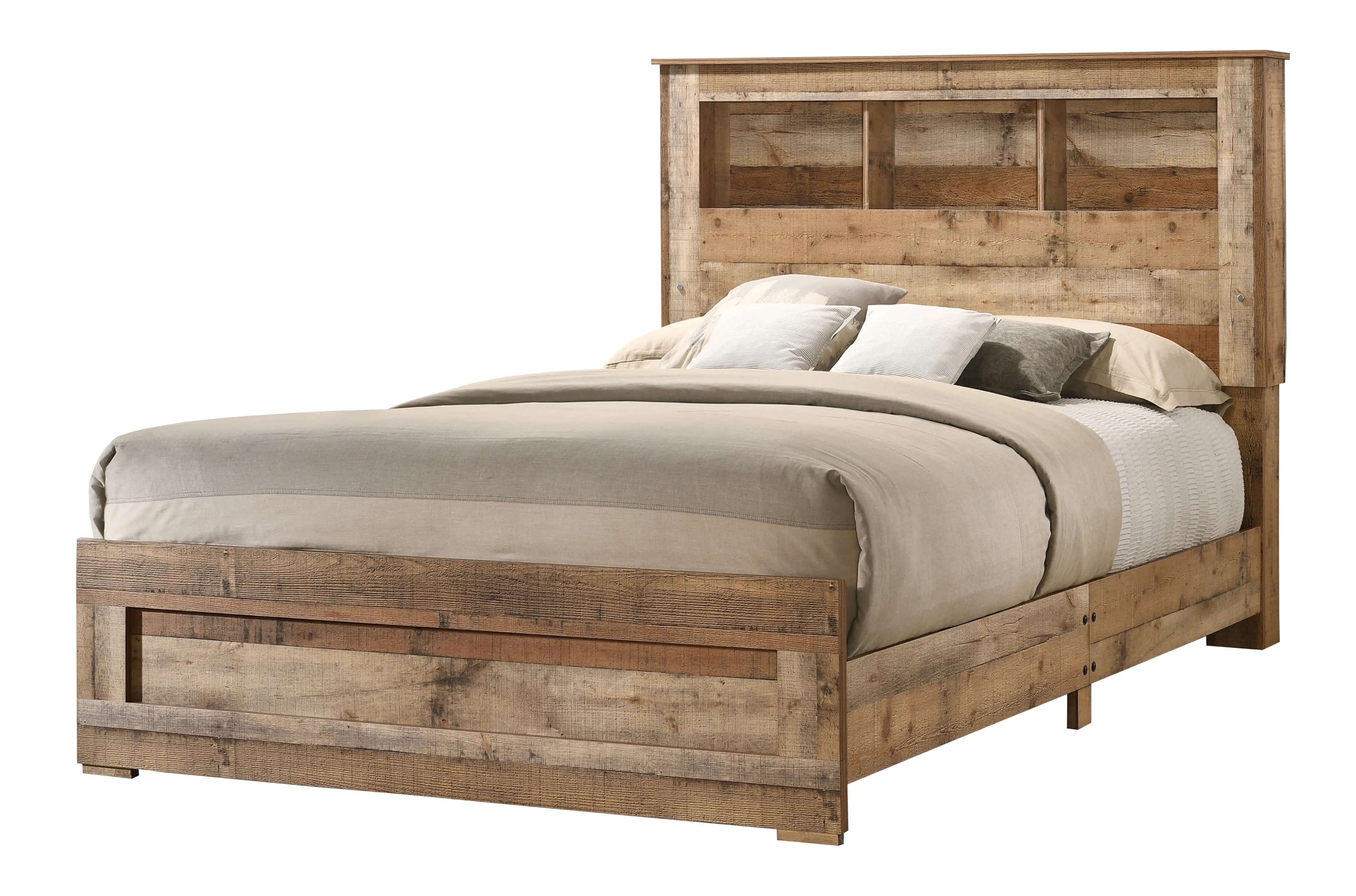 SM 8311 Wood Panel Bedroom Set w/Bookcase Headboard