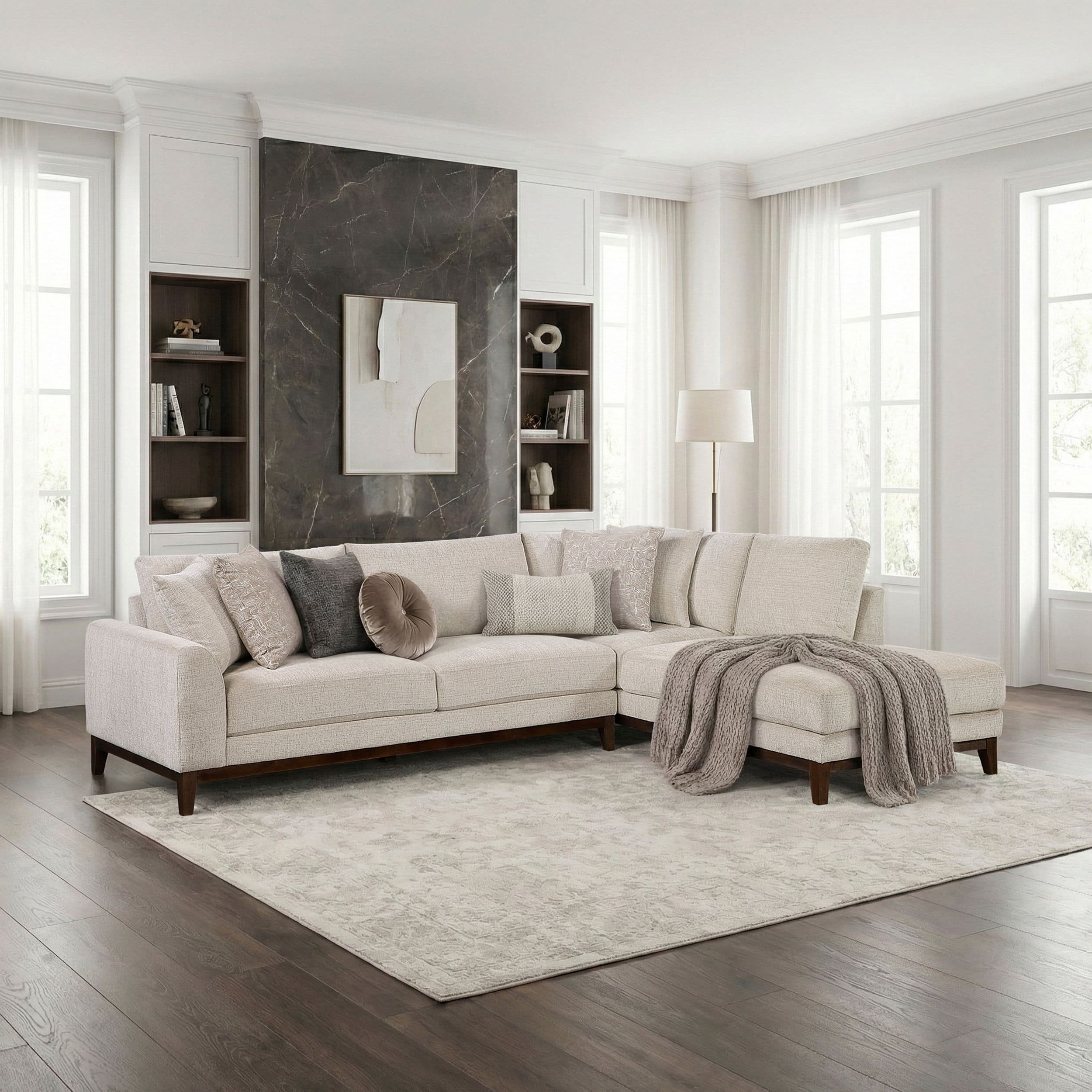 8312 Fabric 2-Piece Sectional Sofa with Right Chaise