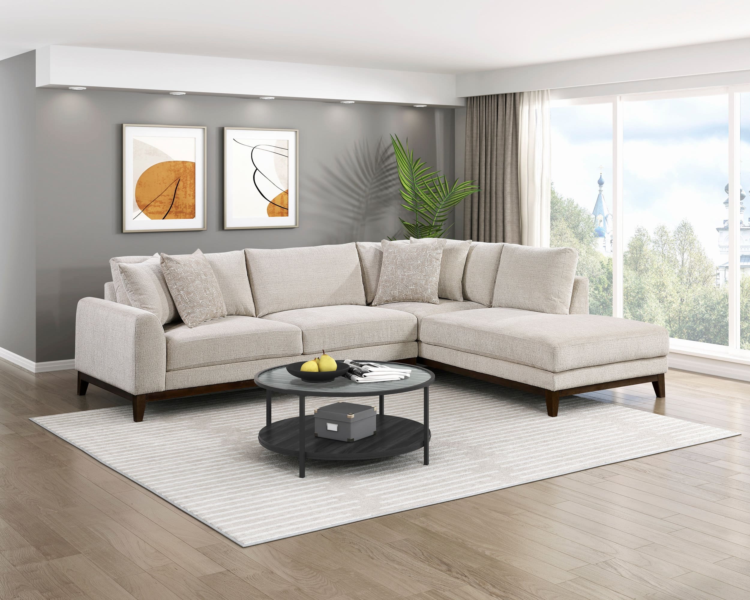 8312 Fabric 2-Piece Sectional Sofa with Right Chaise