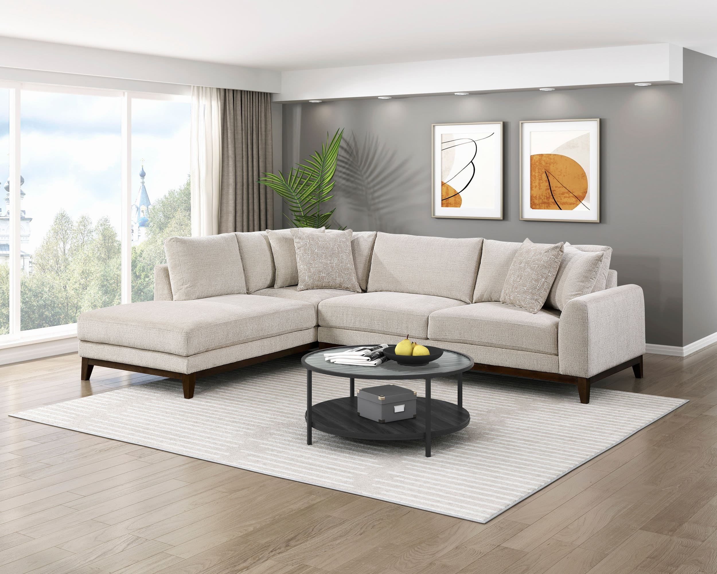 8312 Fabric 2-Piece Sectional Sofa with Left Chaise
