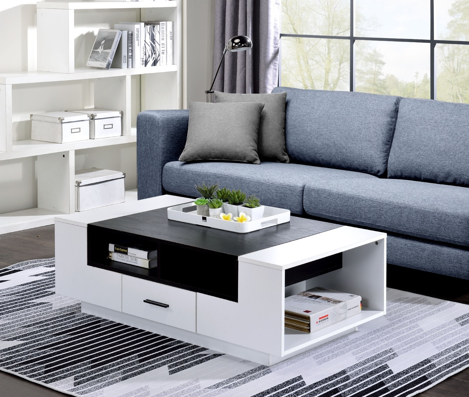 Armour Wood Rectangular Storage Coffee Table w/Drawer