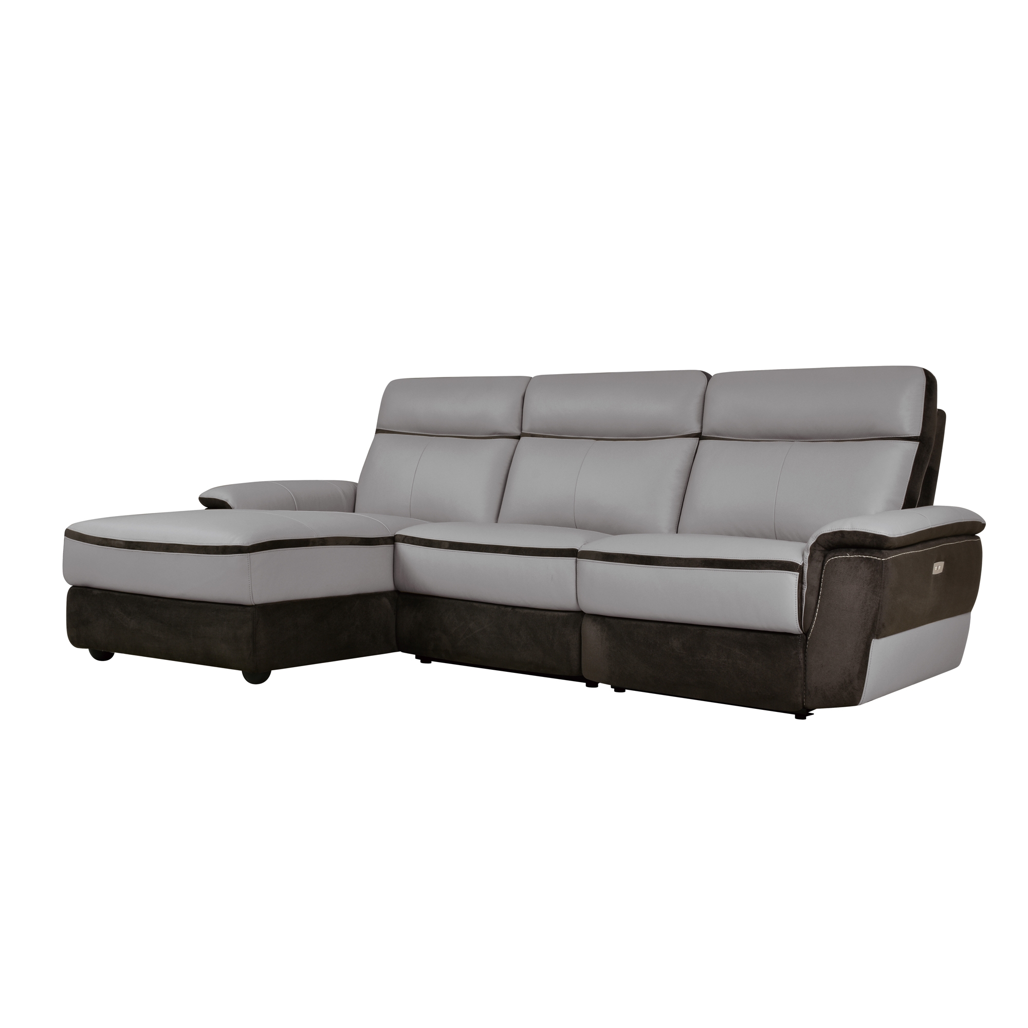 Laertes 3-Piece Leather/Fabric Power Reclining Sectional