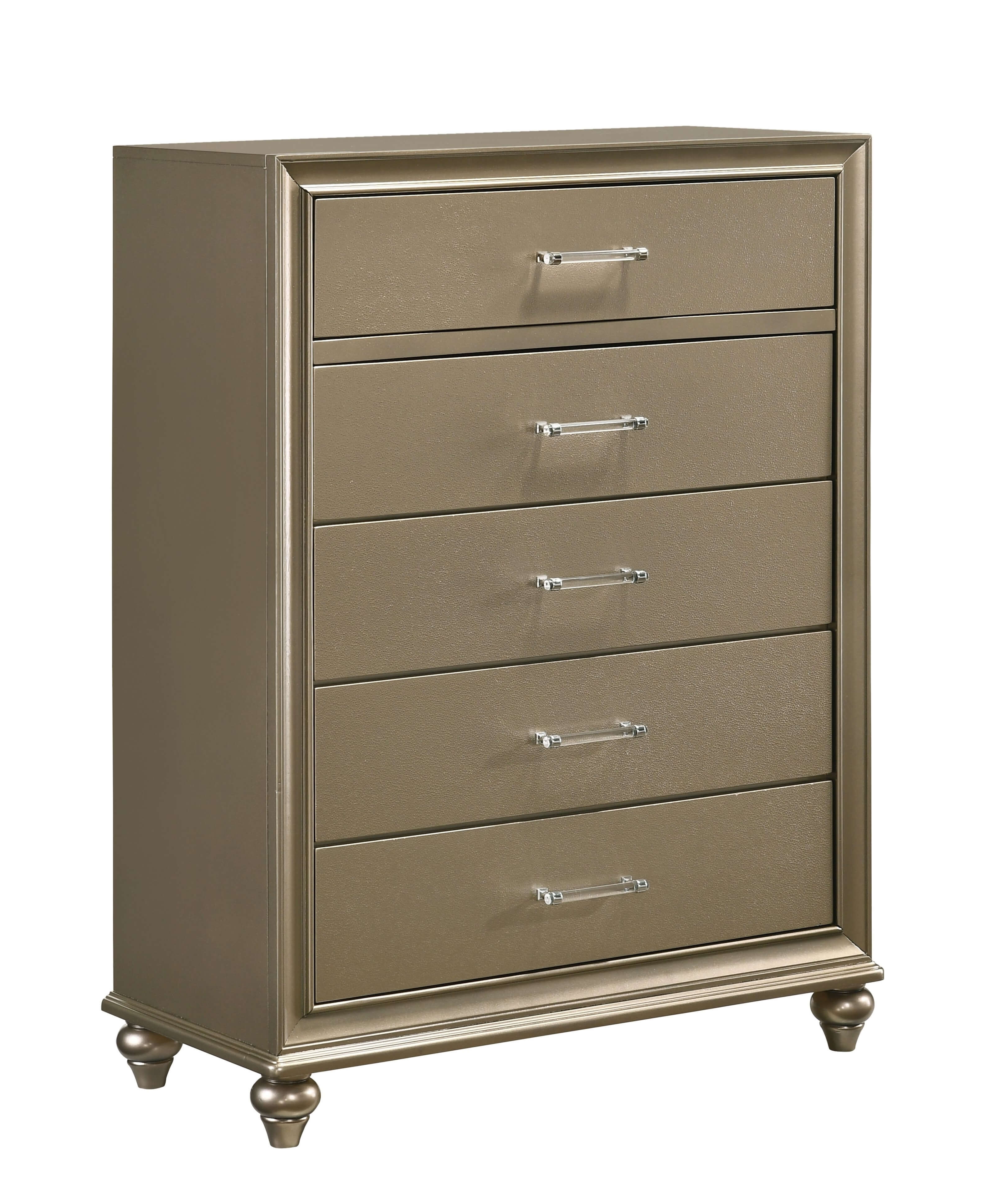 Metallic Grey 5-Drawer Bedroom Chest