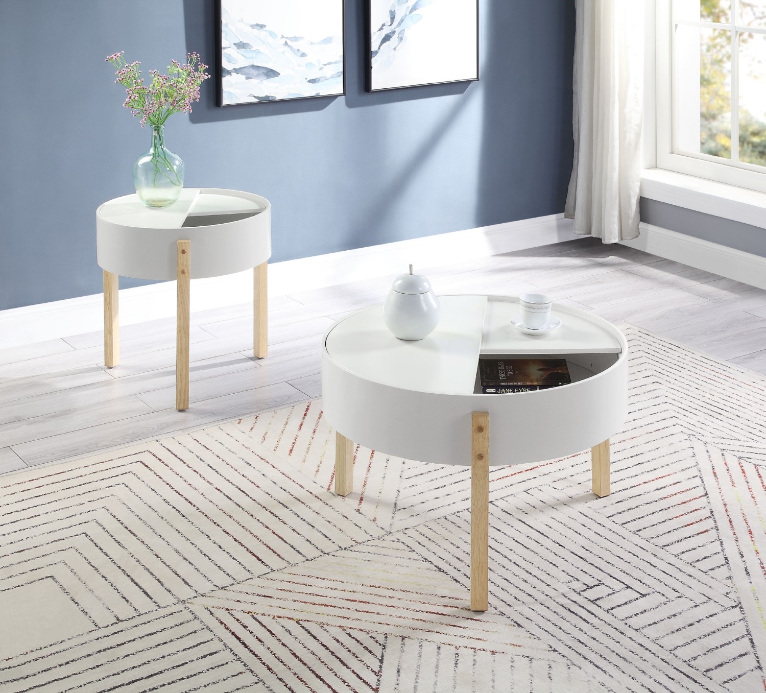 Bodfish Wood Round Storage Coffee Table