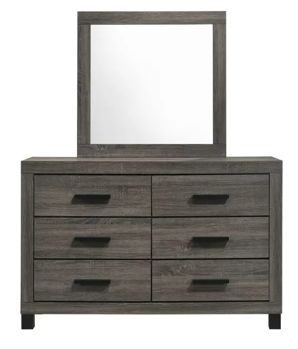 Gray Bedroom Set. Bed, Dresser, Mirror