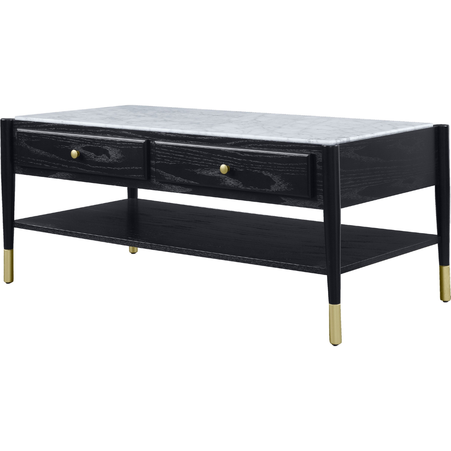Atalia Marble/Wood Rectangular Storage Coffee Table Set