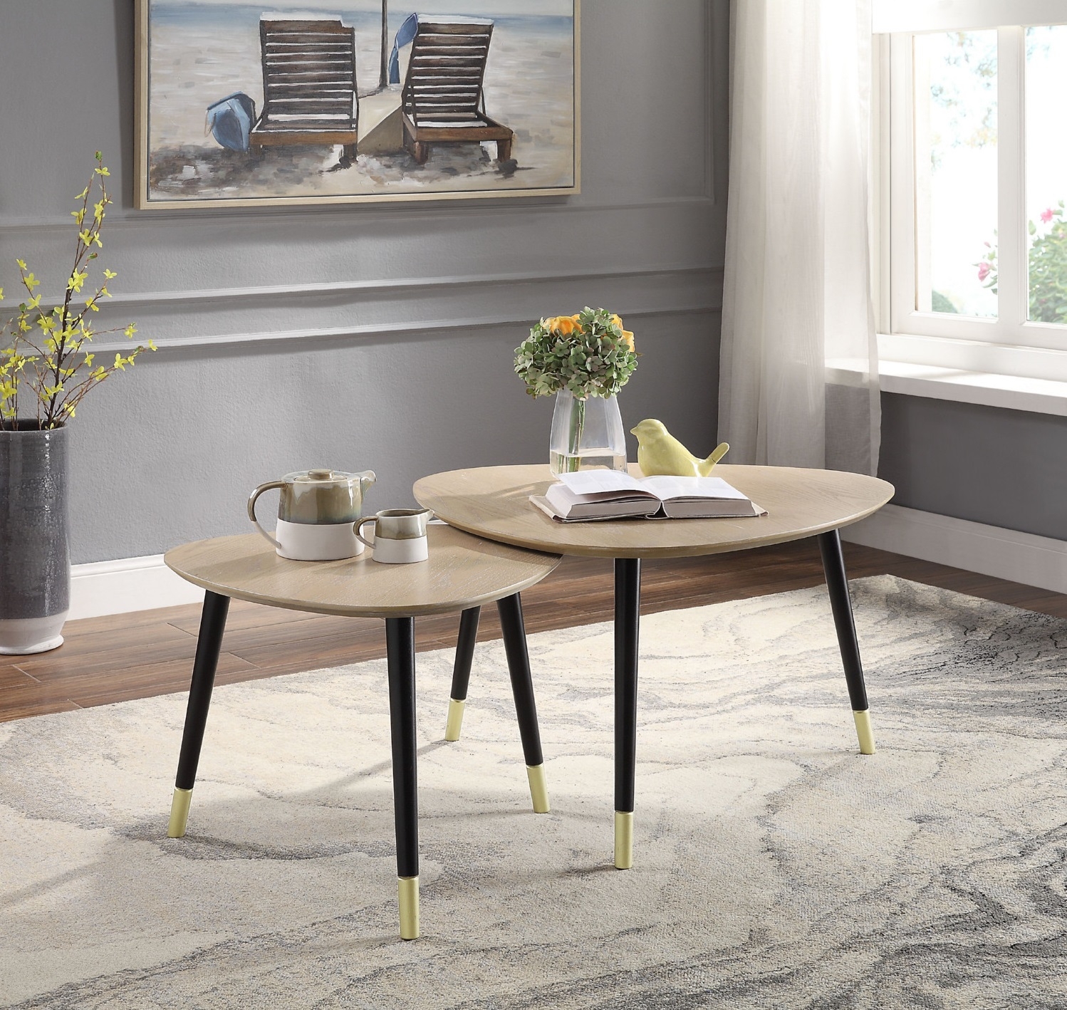 Allison Wood 2-Piece Nesting Coffee Table Set