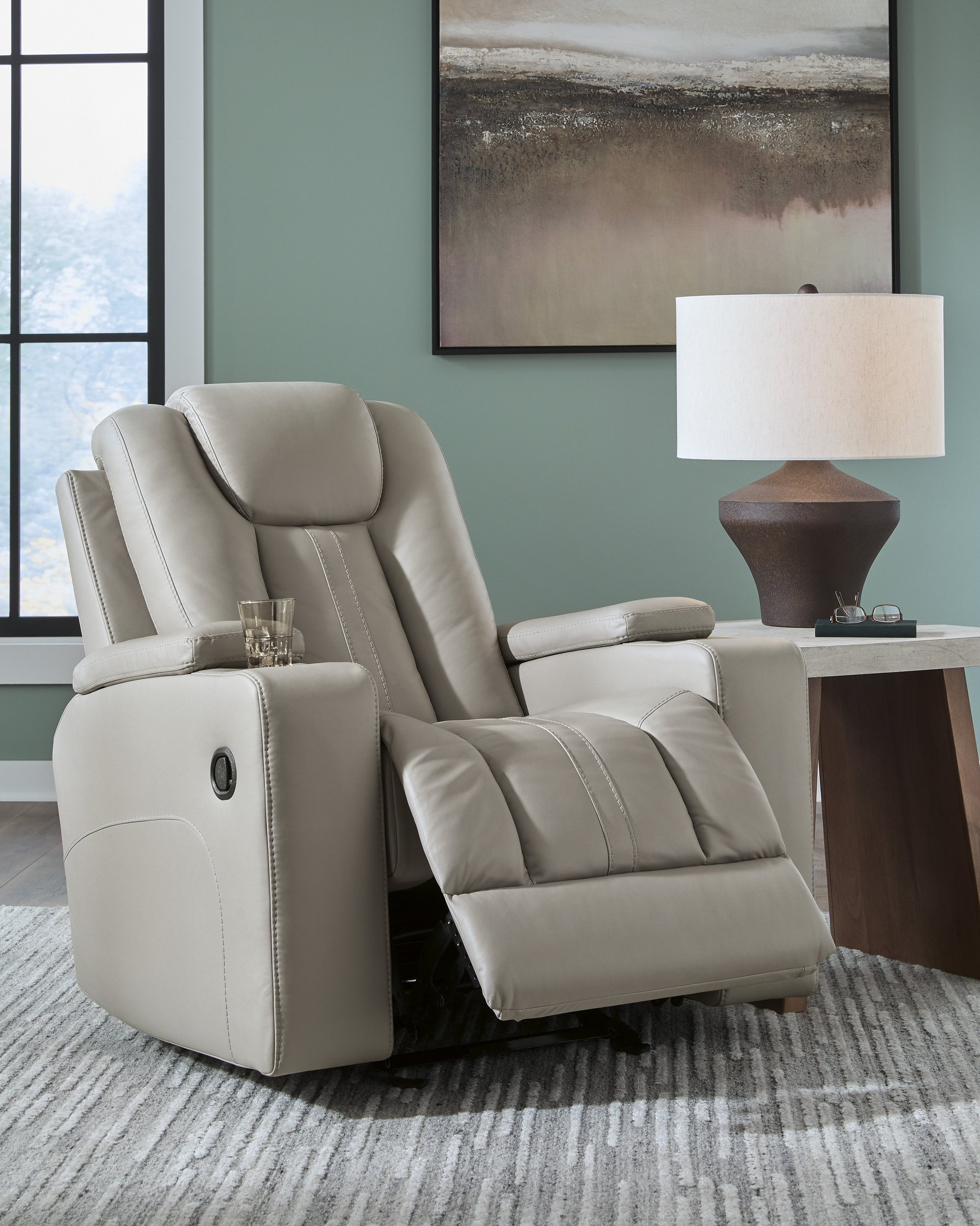 Elevate Edgesn Faux Leather Reclining Living Room Set with Drop Down Table