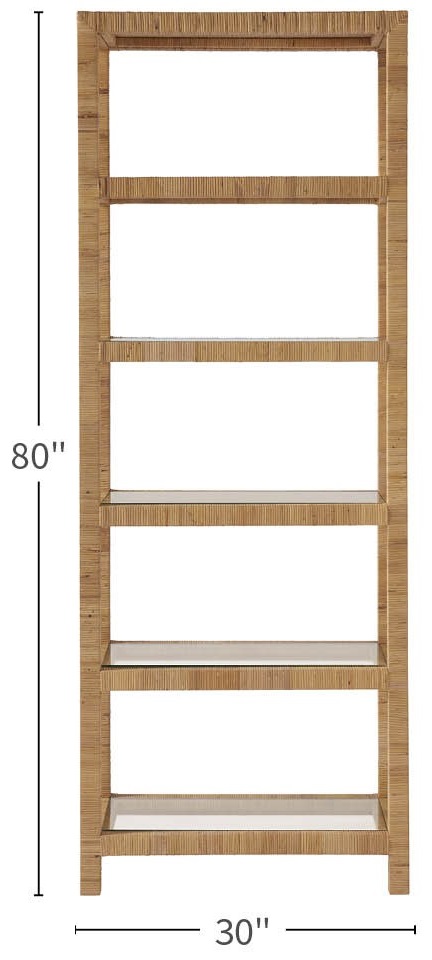 Long Key Etagere Rattan/Glass Shelf