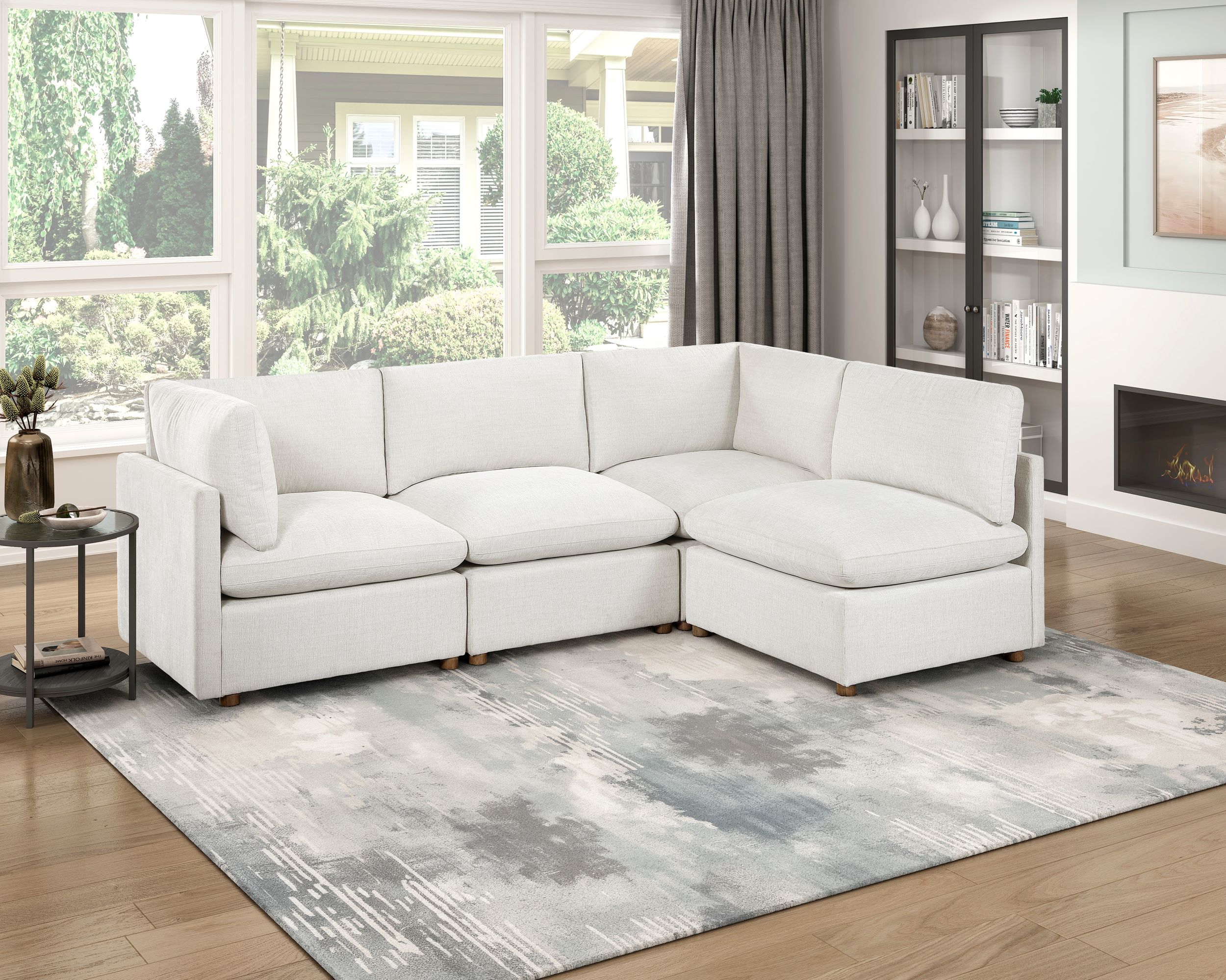 8338 U-Shaped Fabric 6-Piece Modular Sectional with Ottomans