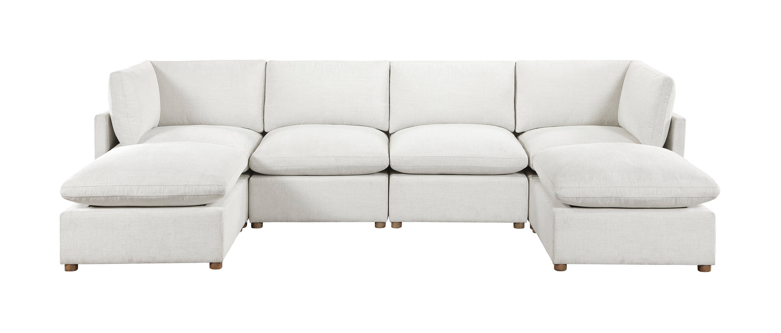 8338 U-Shaped Fabric 6-Piece Modular Sectional with Ottomans