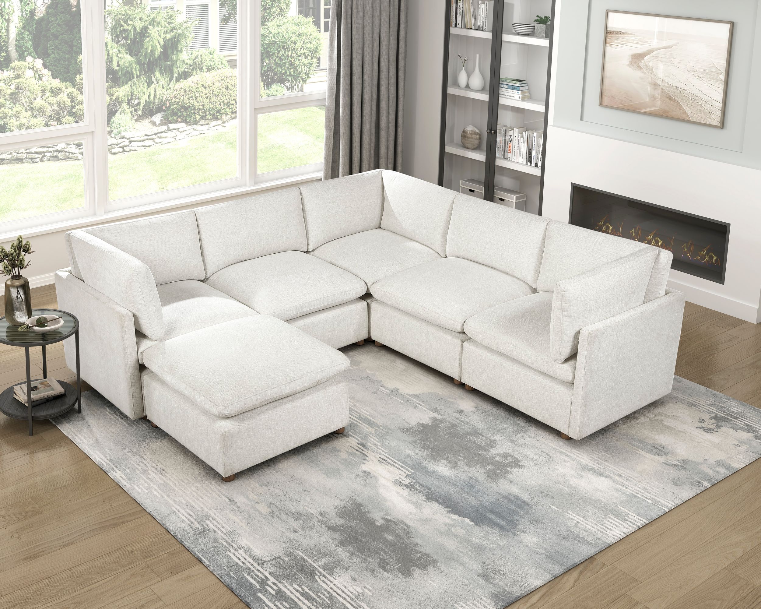 8338 L-Shaped Fabric 5-Piece Modular Sectional