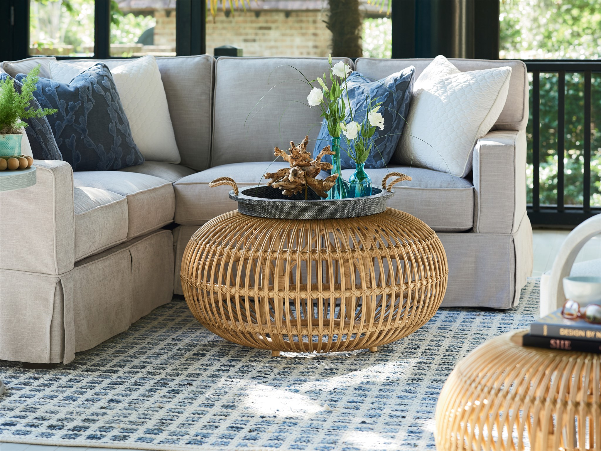 Small Rattan Scatter Round Coffee Table