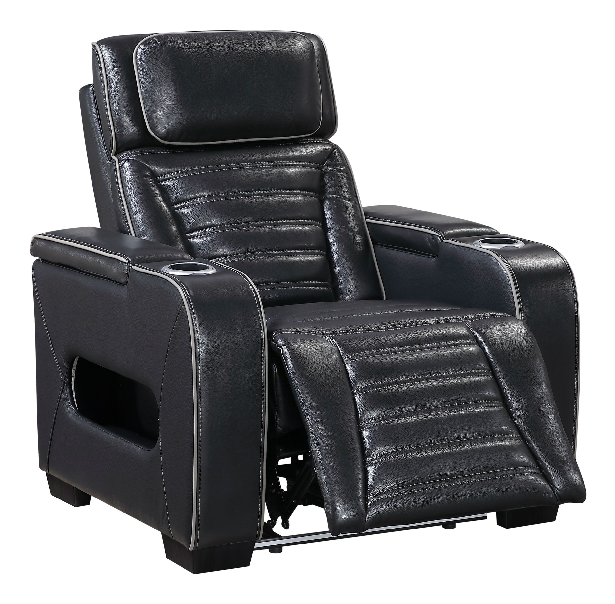 Cyber Leather Power Reclining Chair with LED Lighting & Air Massage