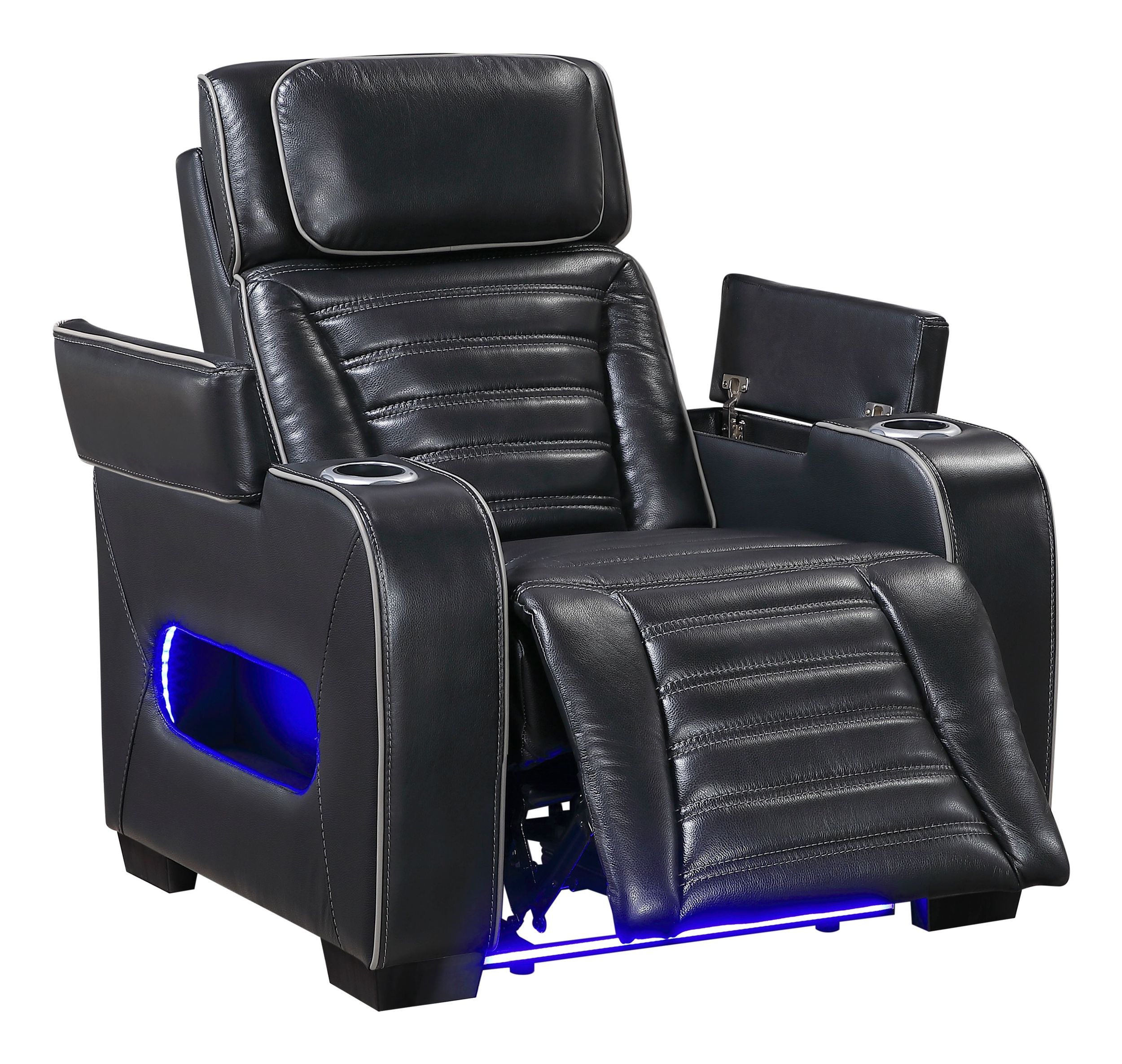 Cyber Leather Power Reclining Chair with LED Lighting & Air Massage