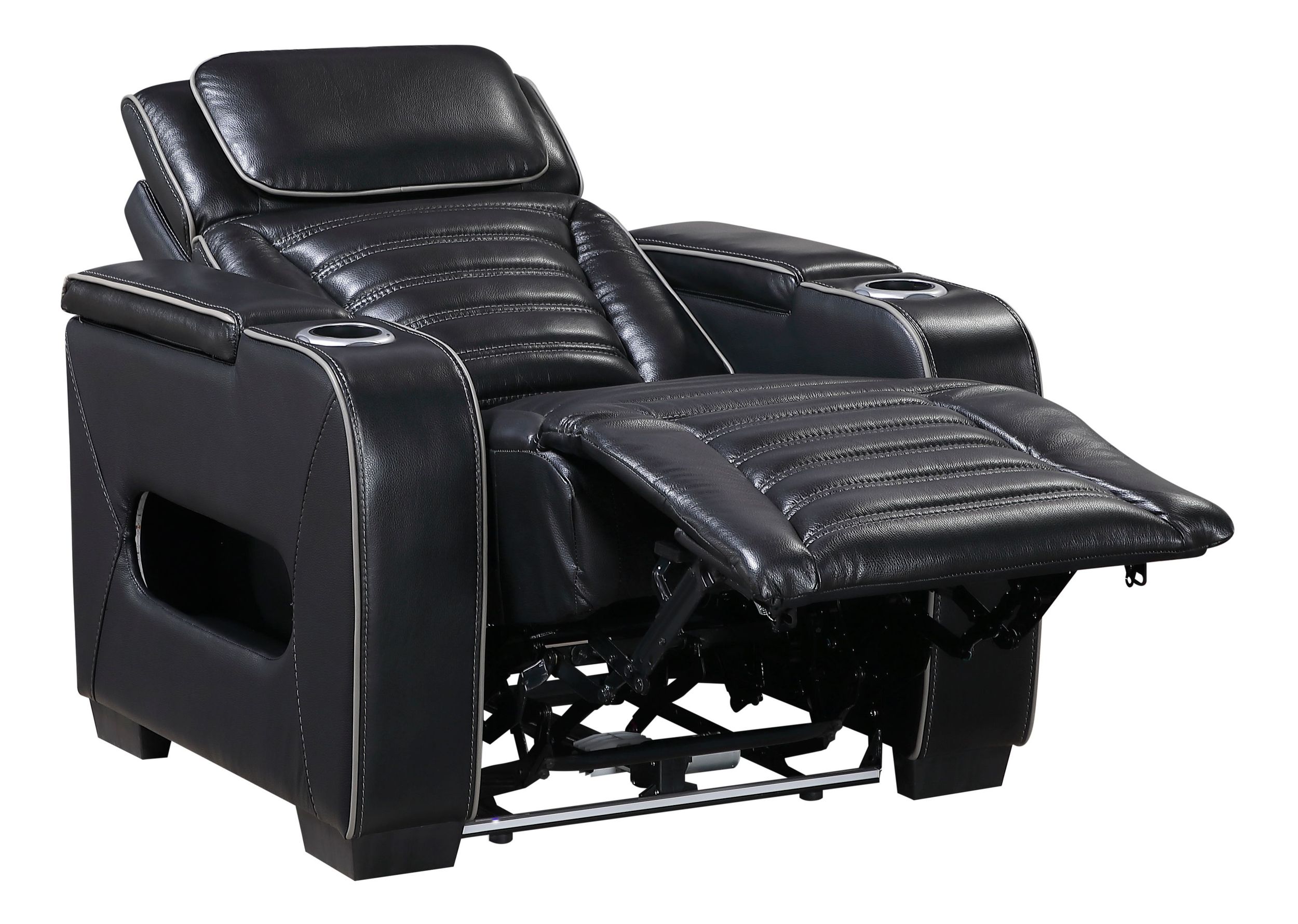 Cyber Leather Power Reclining Chair with LED Lighting & Air Massage