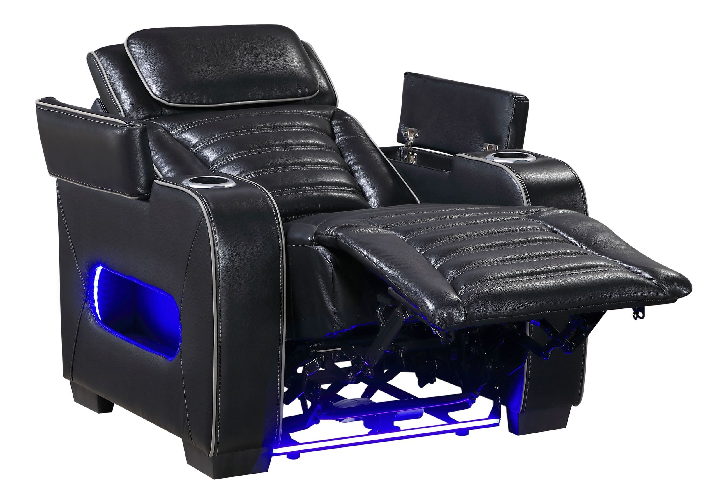 Cyber Leather Power Reclining Chair with LED Lighting & Air Massage
