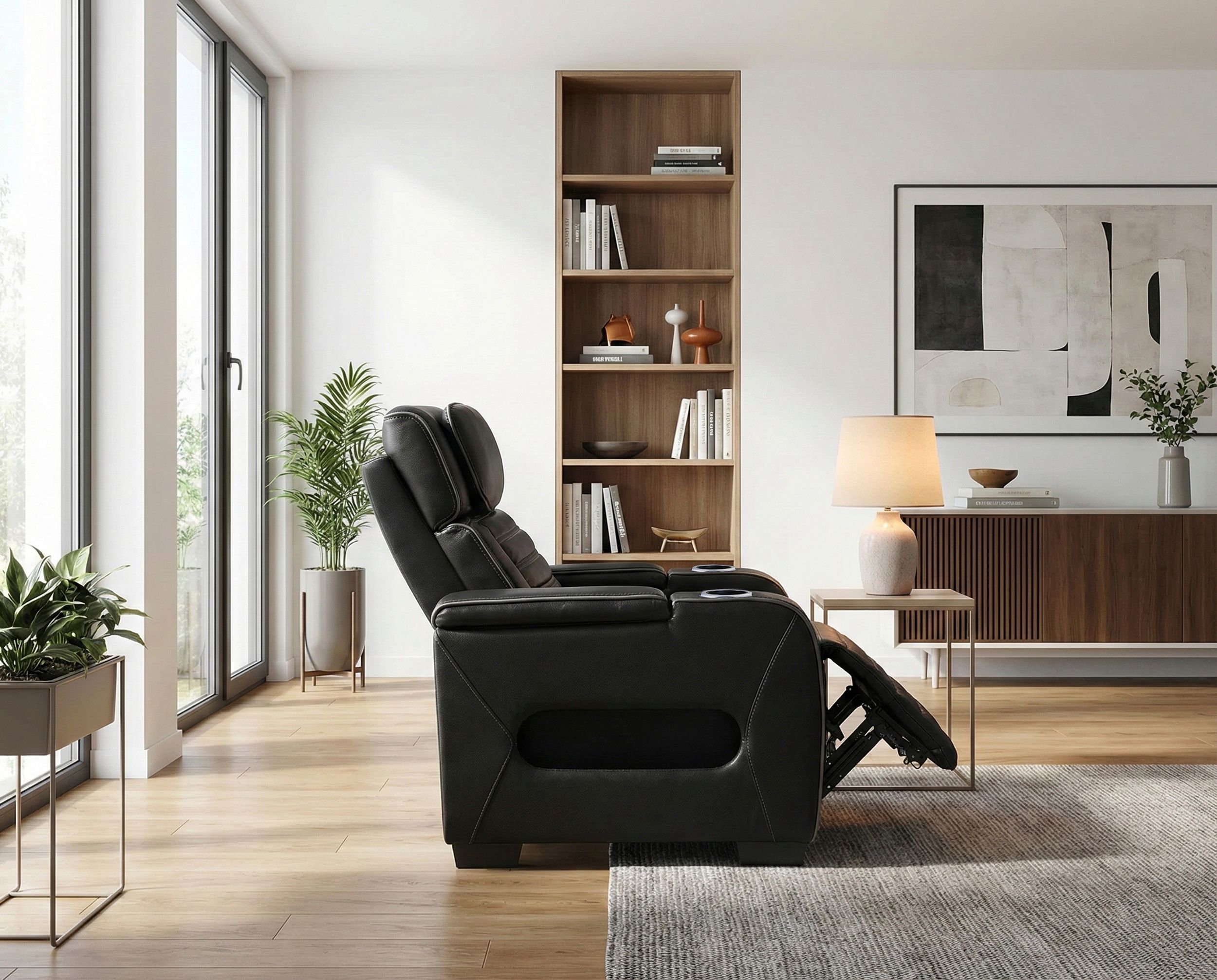 Cyber Leather Power Reclining Chair with LED Lighting & Air Massage