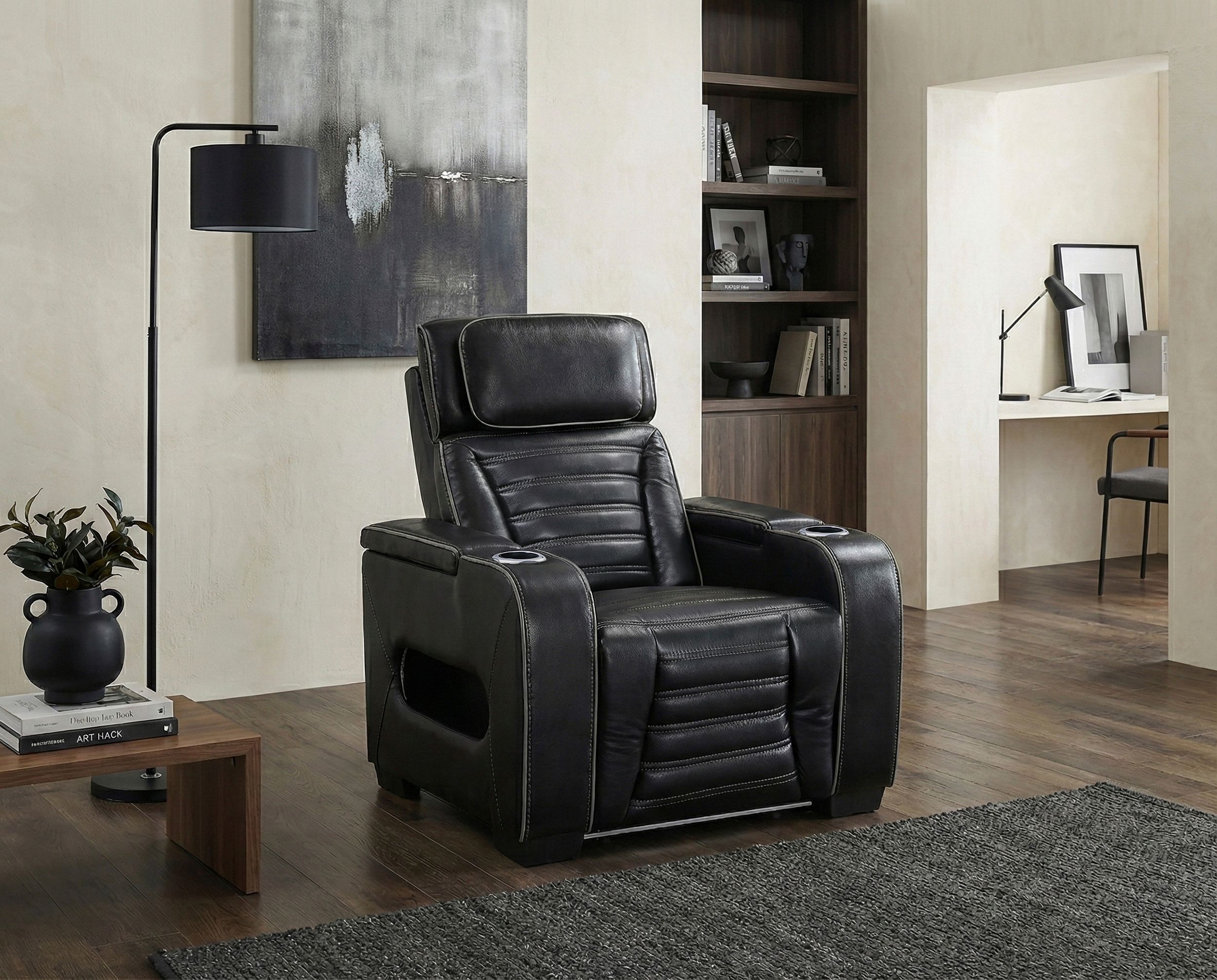 Cyber Leather Power Reclining Chair with LED Lighting & Air Massage