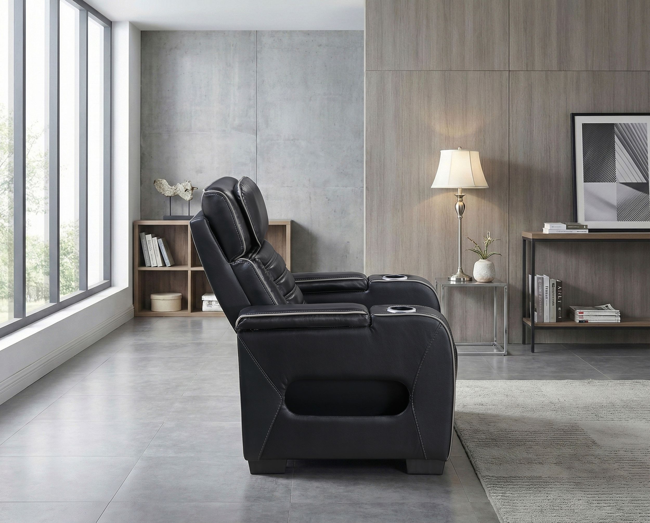 Cyber Leather Power Reclining Chair with LED Lighting & Air Massage