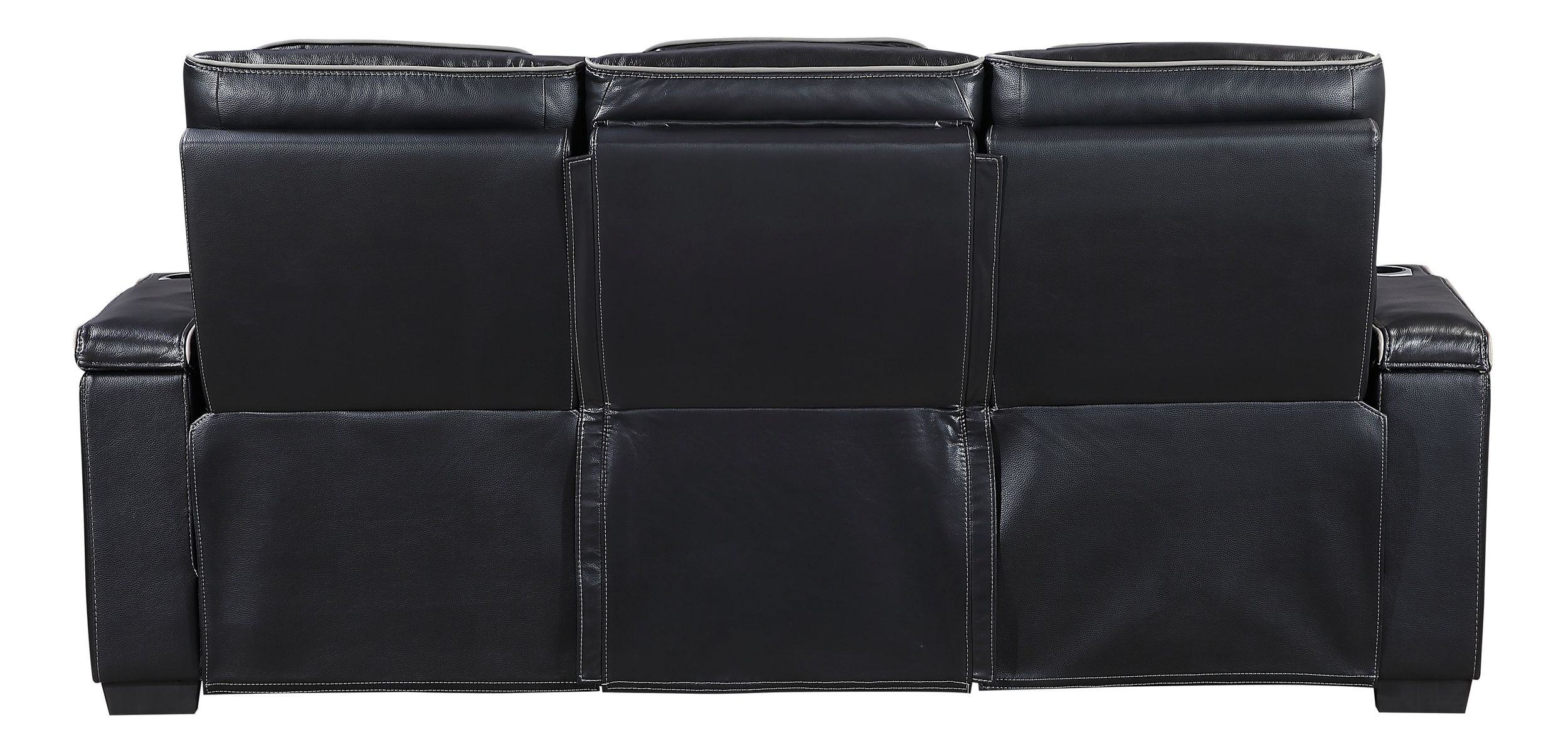 Cyber Leather Power Double Reclining Sofa with LED Lighting & Air Massage