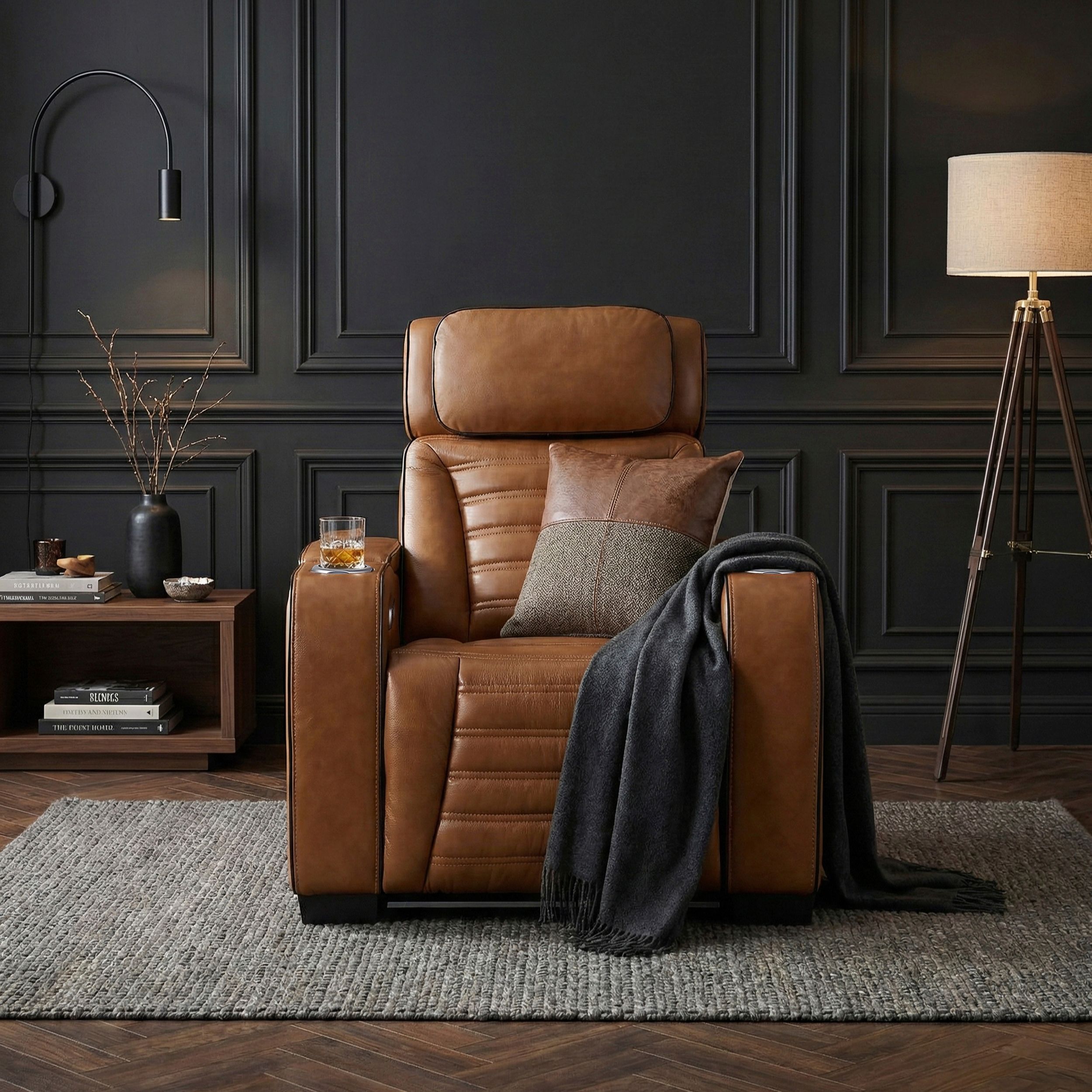 Cyber Leather Power Reclining Chair with LED Lighting & Air Massage
