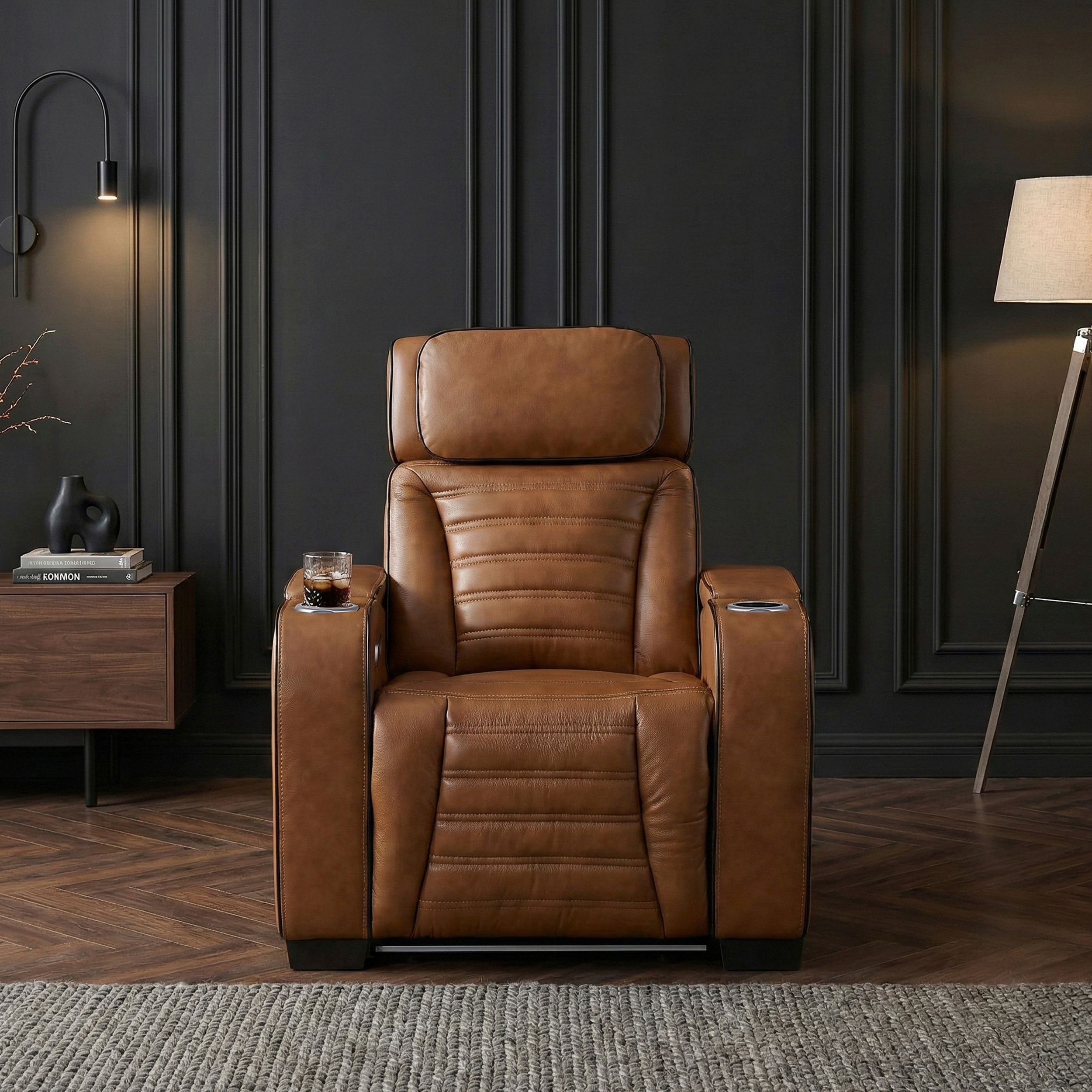 Cyber Leather Power Reclining Chair with LED Lighting & Air Massage