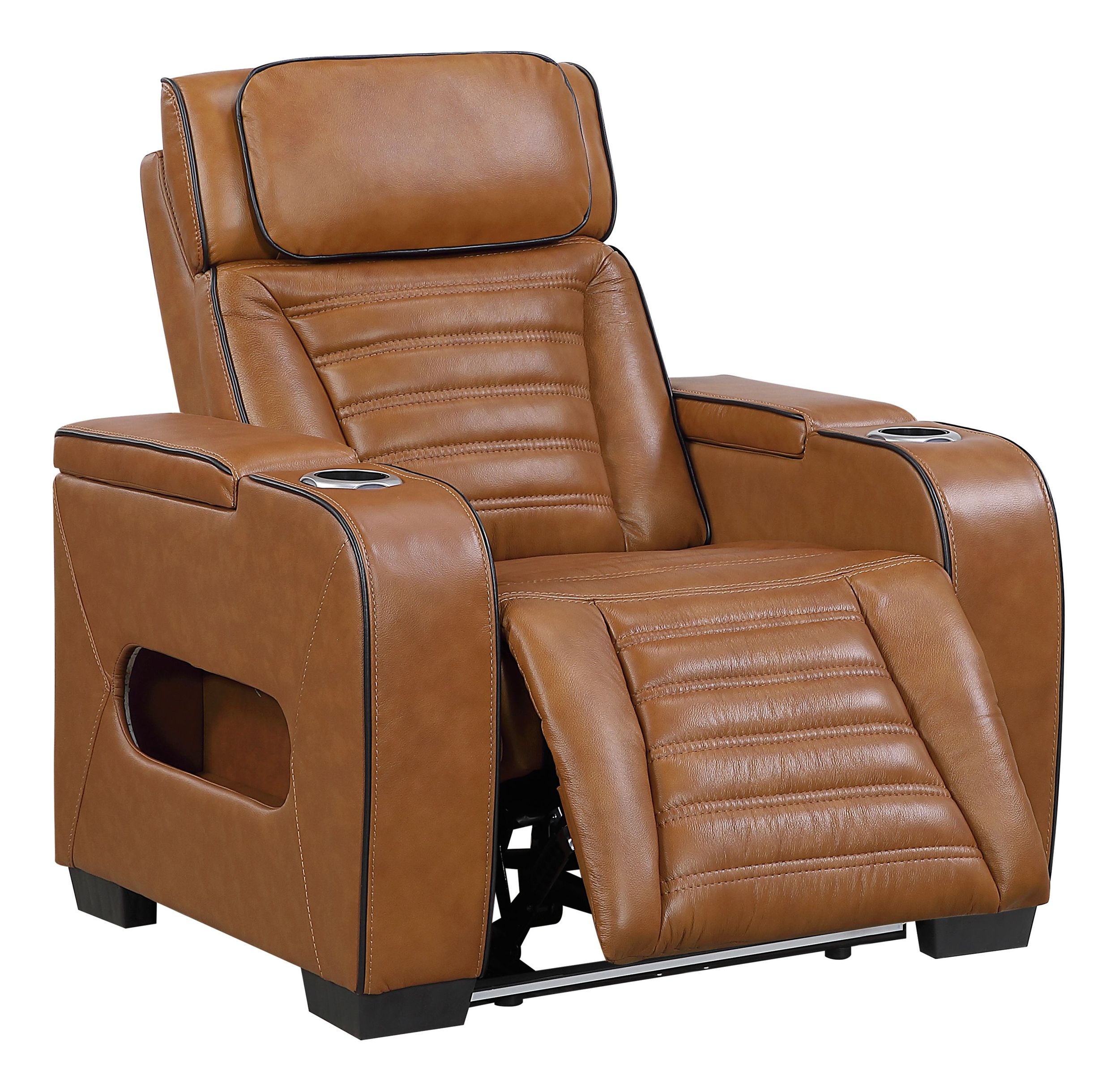 Cyber Leather Power Reclining Chair with LED Lighting & Air Massage