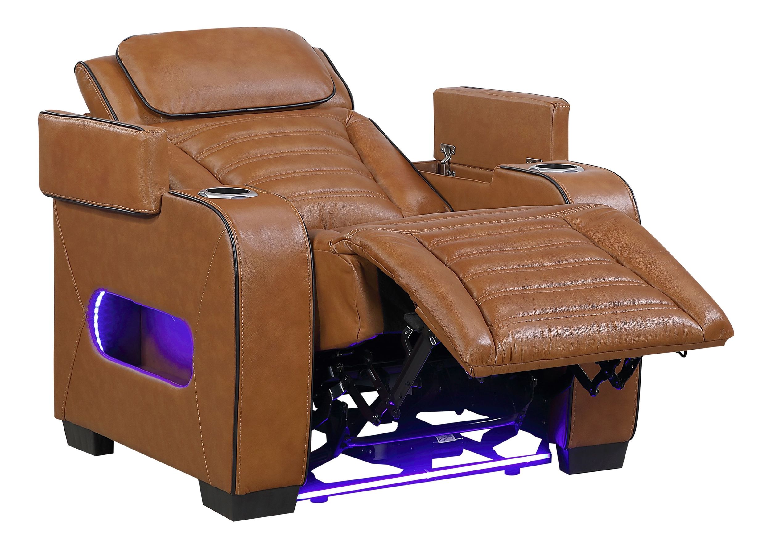 Cyber Leather Power Reclining Chair with LED Lighting & Air Massage