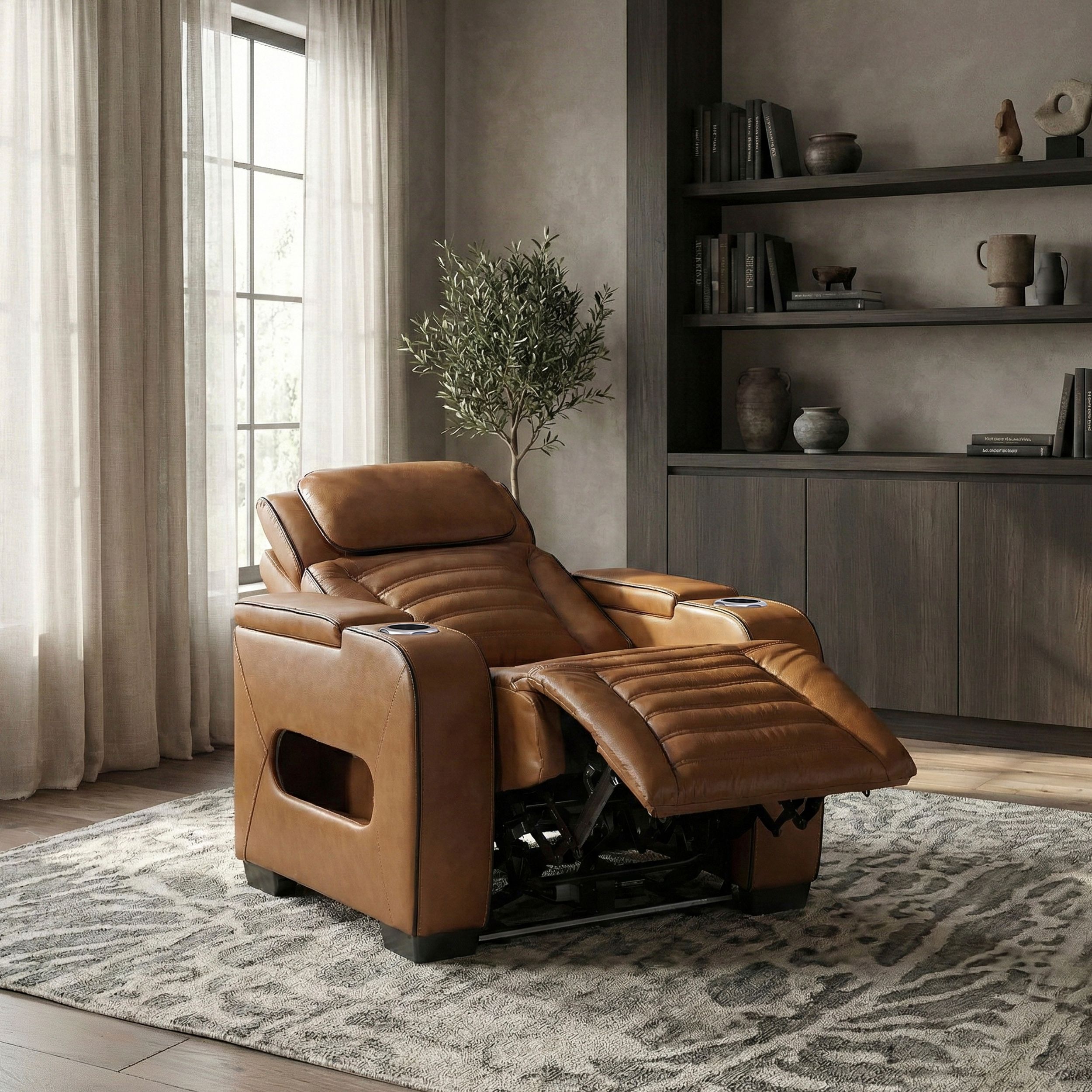 Cyber Leather Power Reclining Chair with LED Lighting & Air Massage