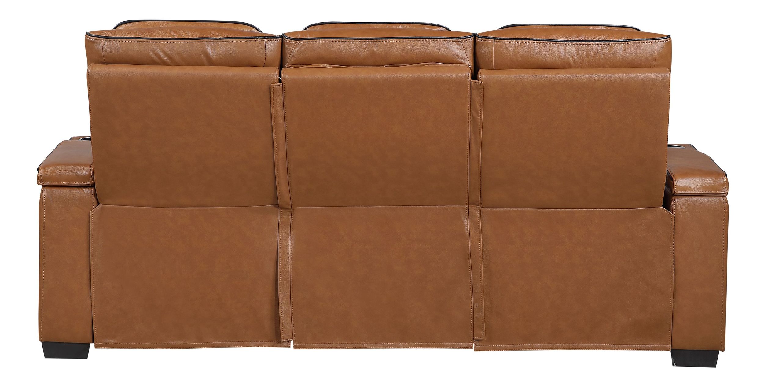 Cyber Leather Power Double Reclining Sofa with LED Lighting & Air Massage