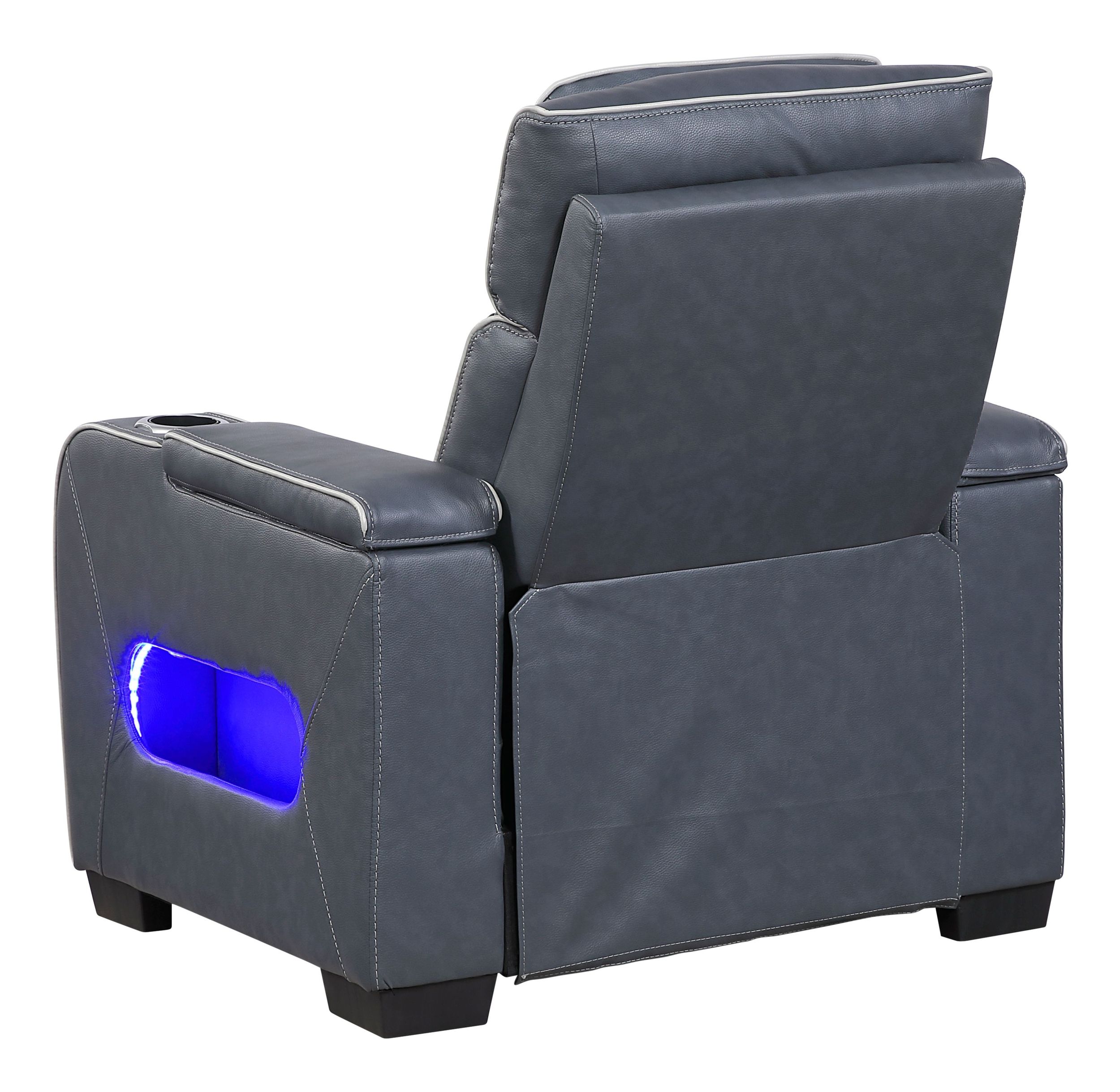 Cyber Leather Power Reclining Chair with LED Lighting & Air Massage