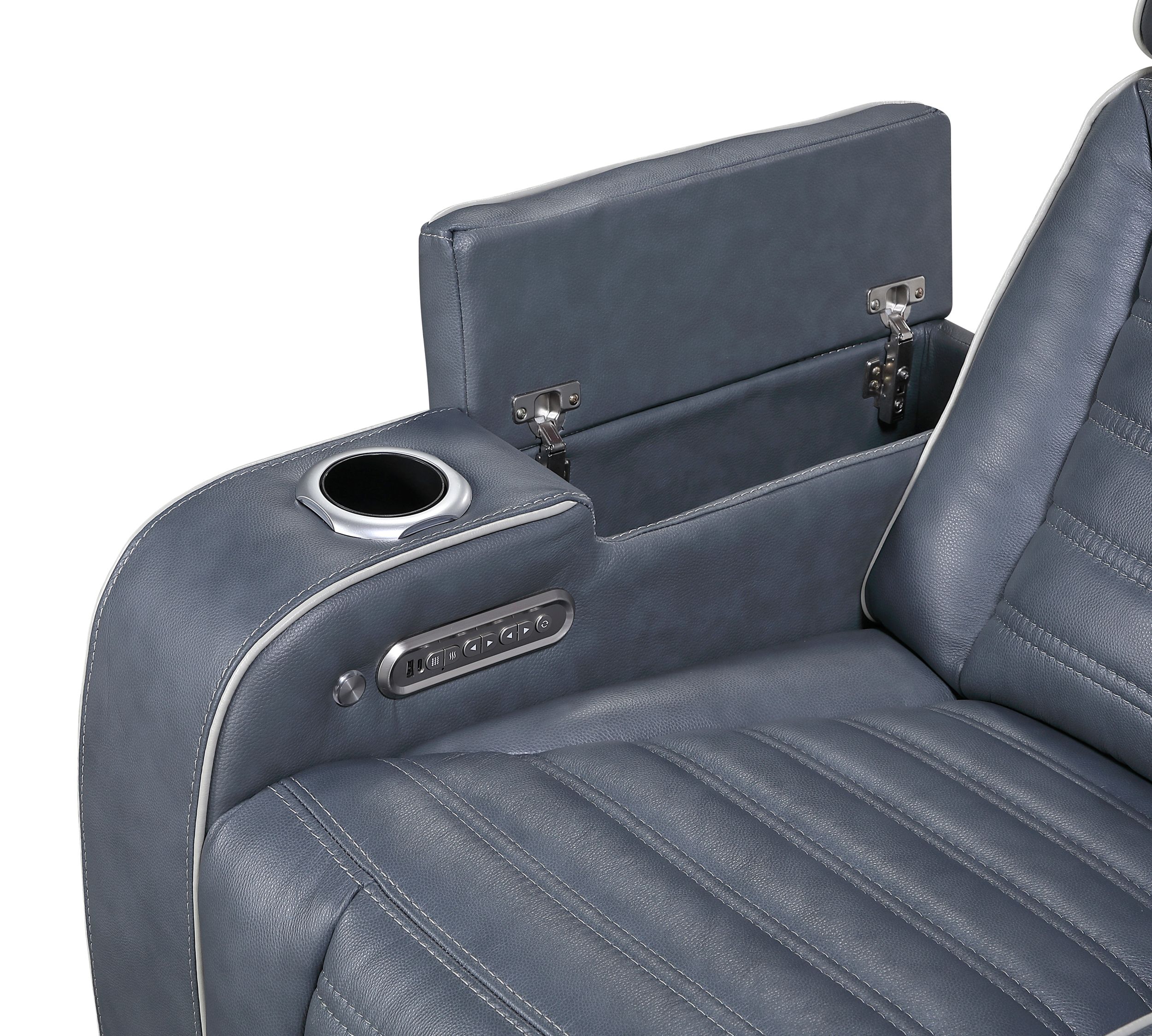 Cyber Leather Power Double Reclining Sofa with LED Lighting & Air Massage