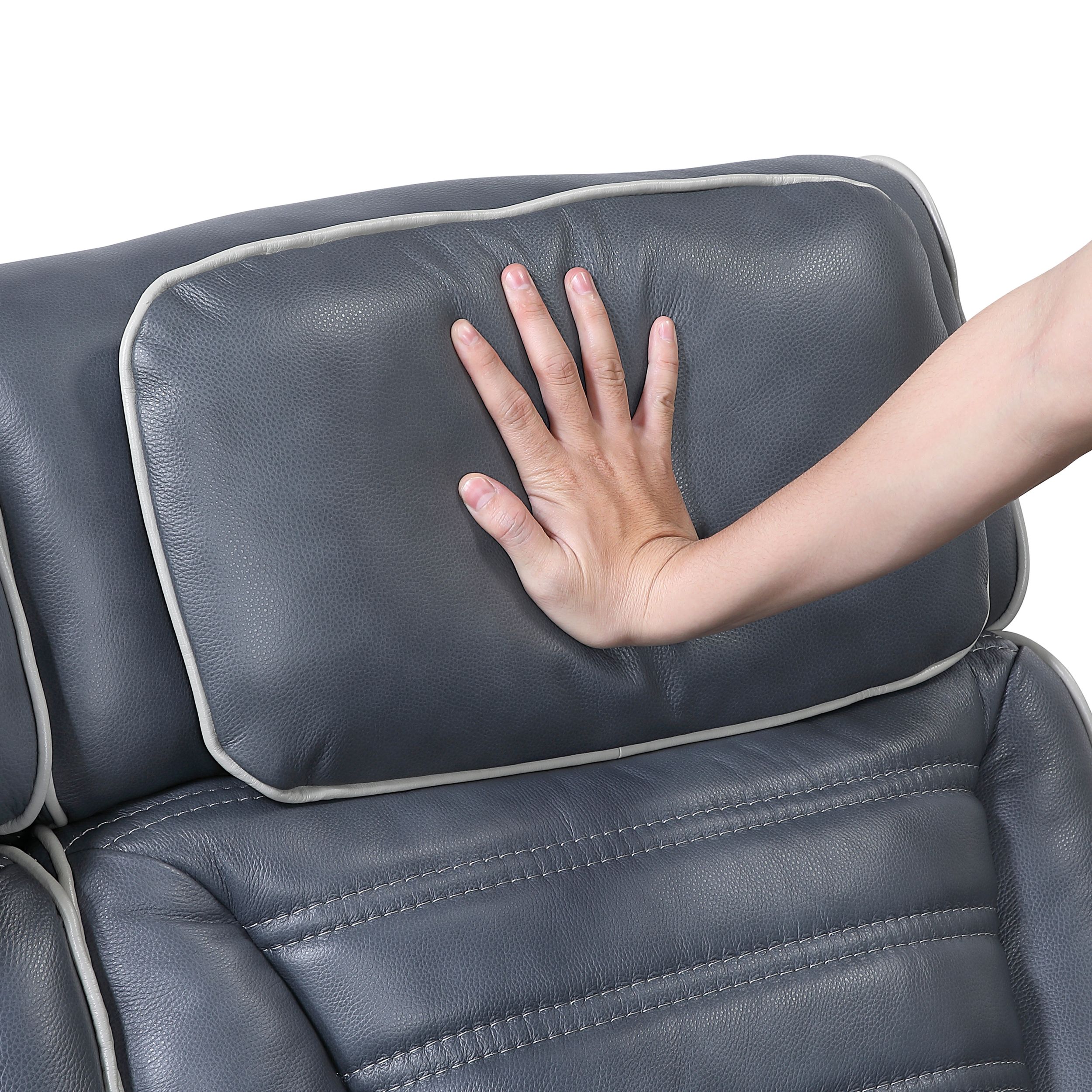 Cyber Leather Power Double Reclining Sofa with LED Lighting & Air Massage
