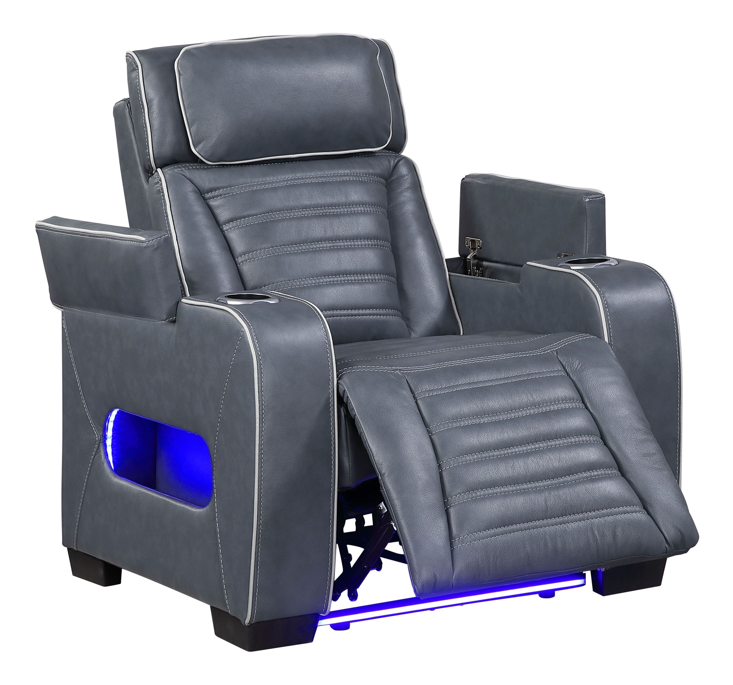 Cyber Leather Power Reclining Chair with LED Lighting & Air Massage