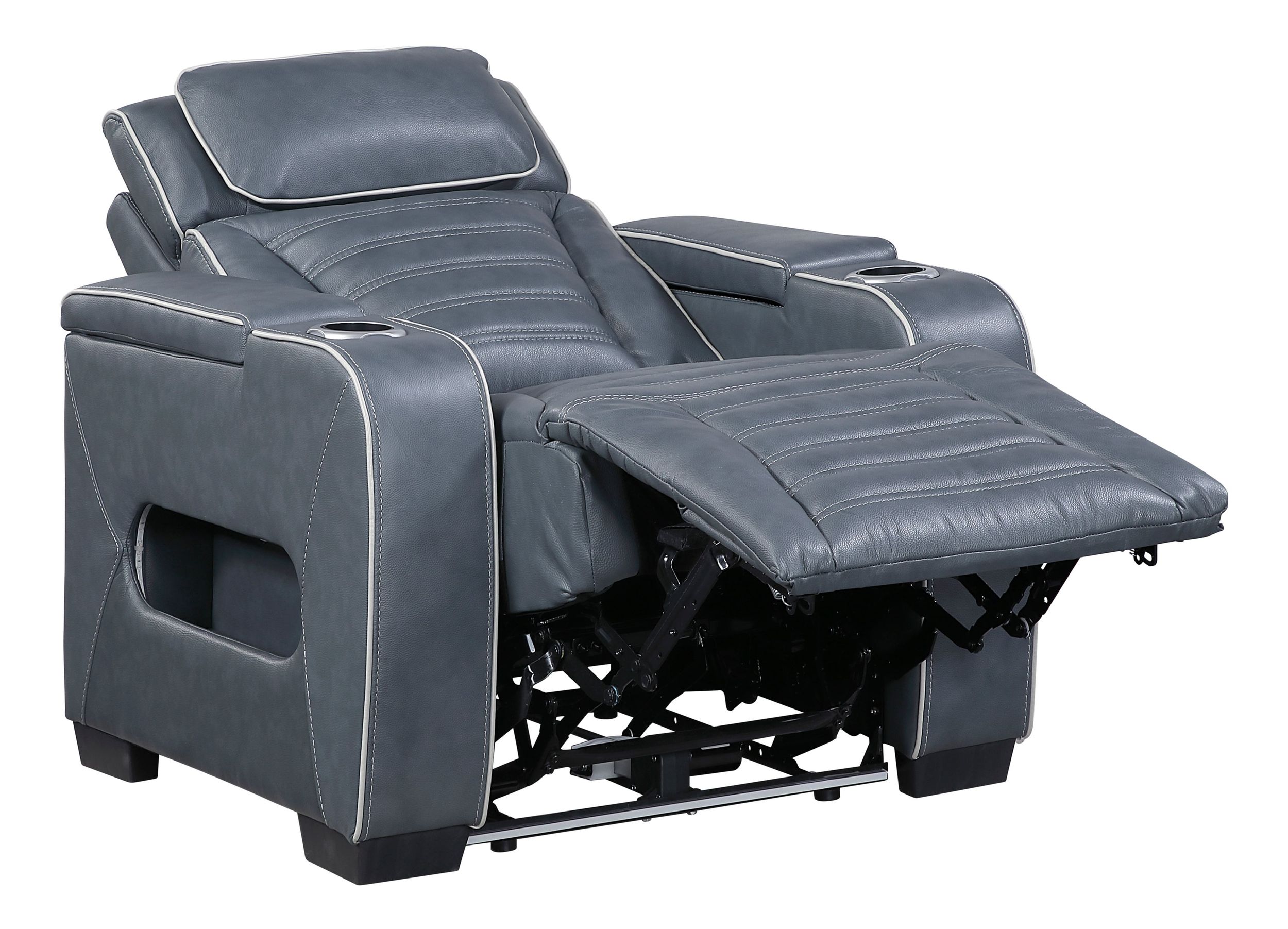 Cyber Leather Power Reclining Chair with LED Lighting & Air Massage