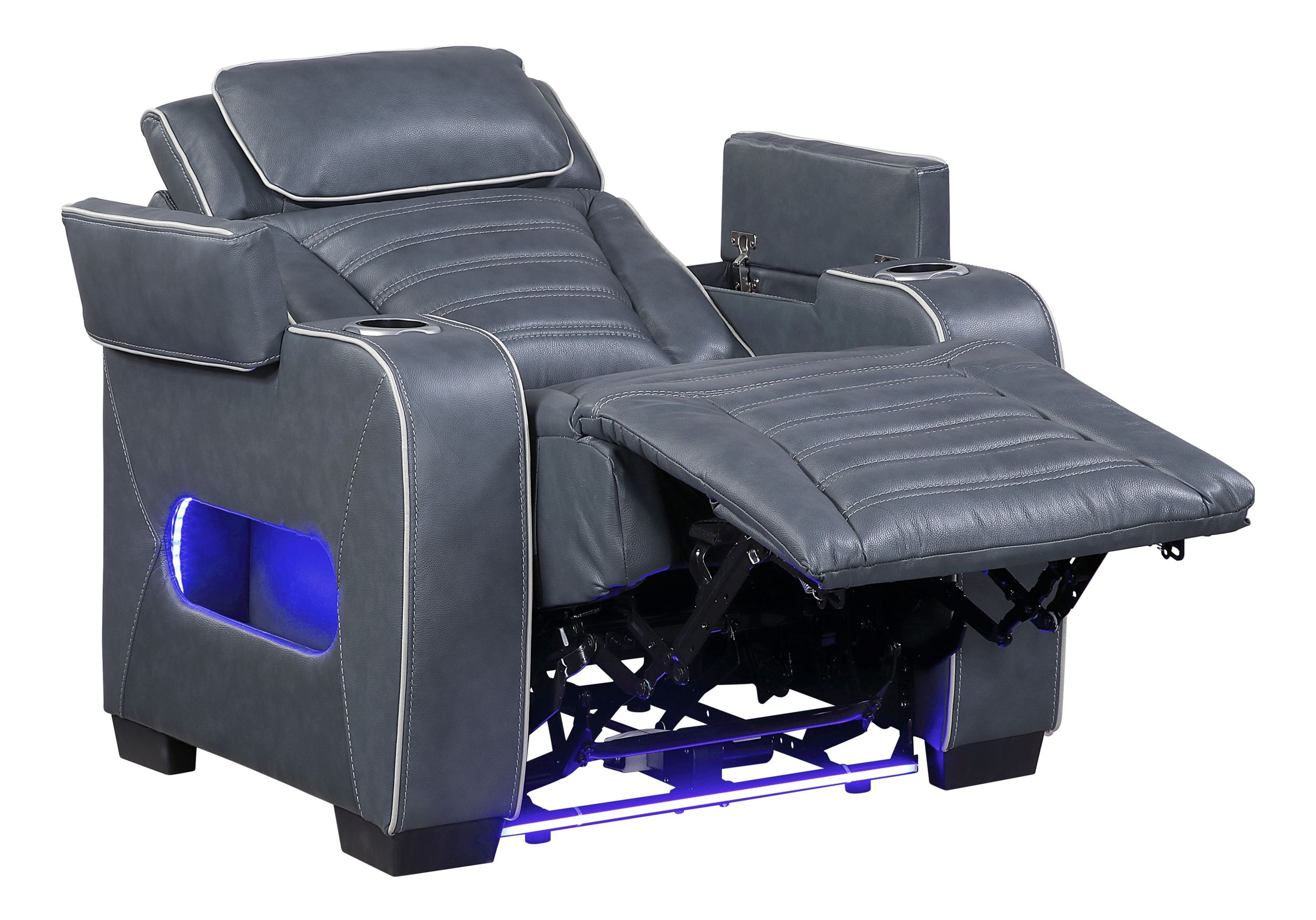 Cyber Leather Power Reclining Chair with LED Lighting & Air Massage