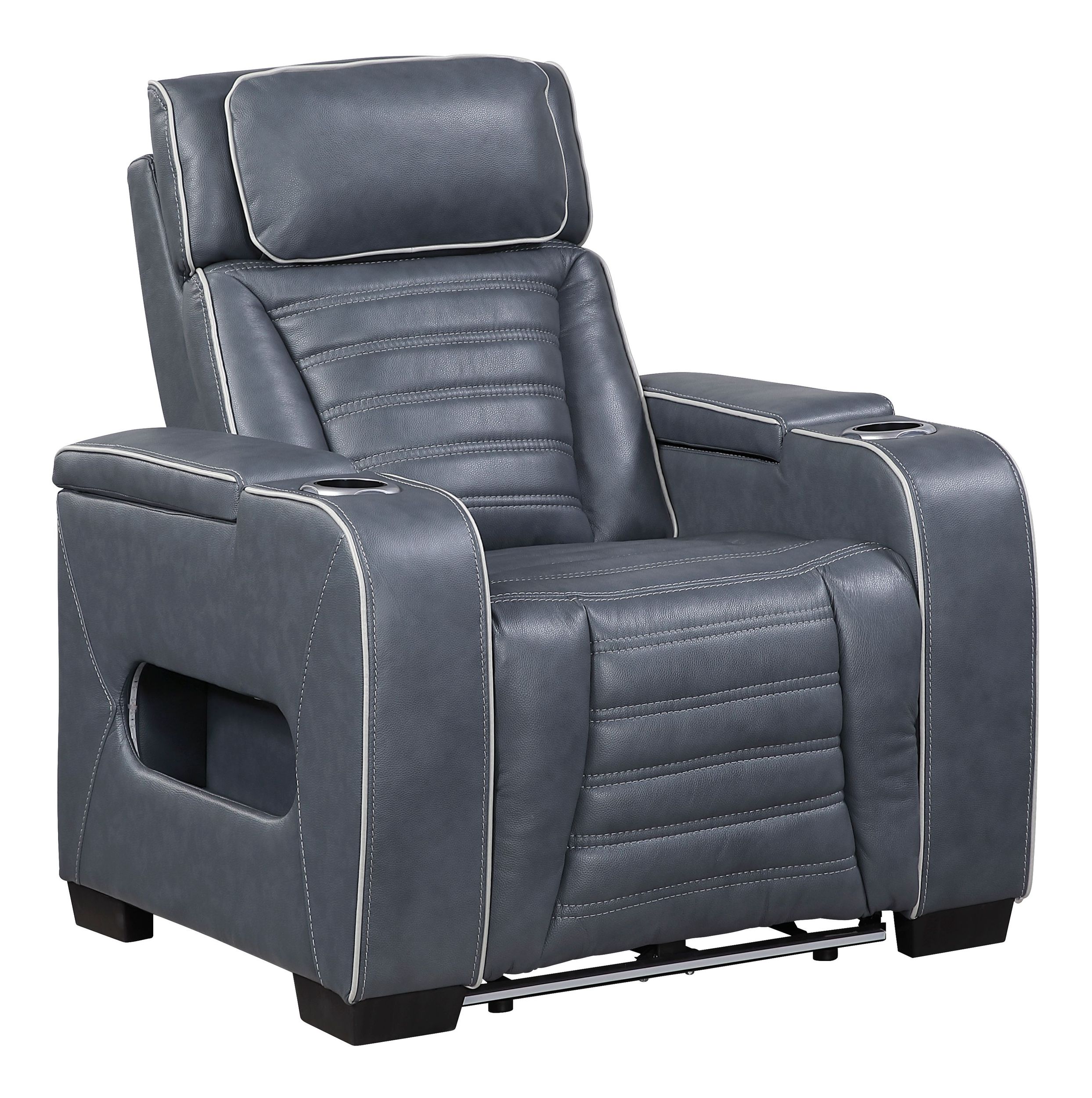 Cyber Leather Power Reclining Chair with LED Lighting & Air Massage