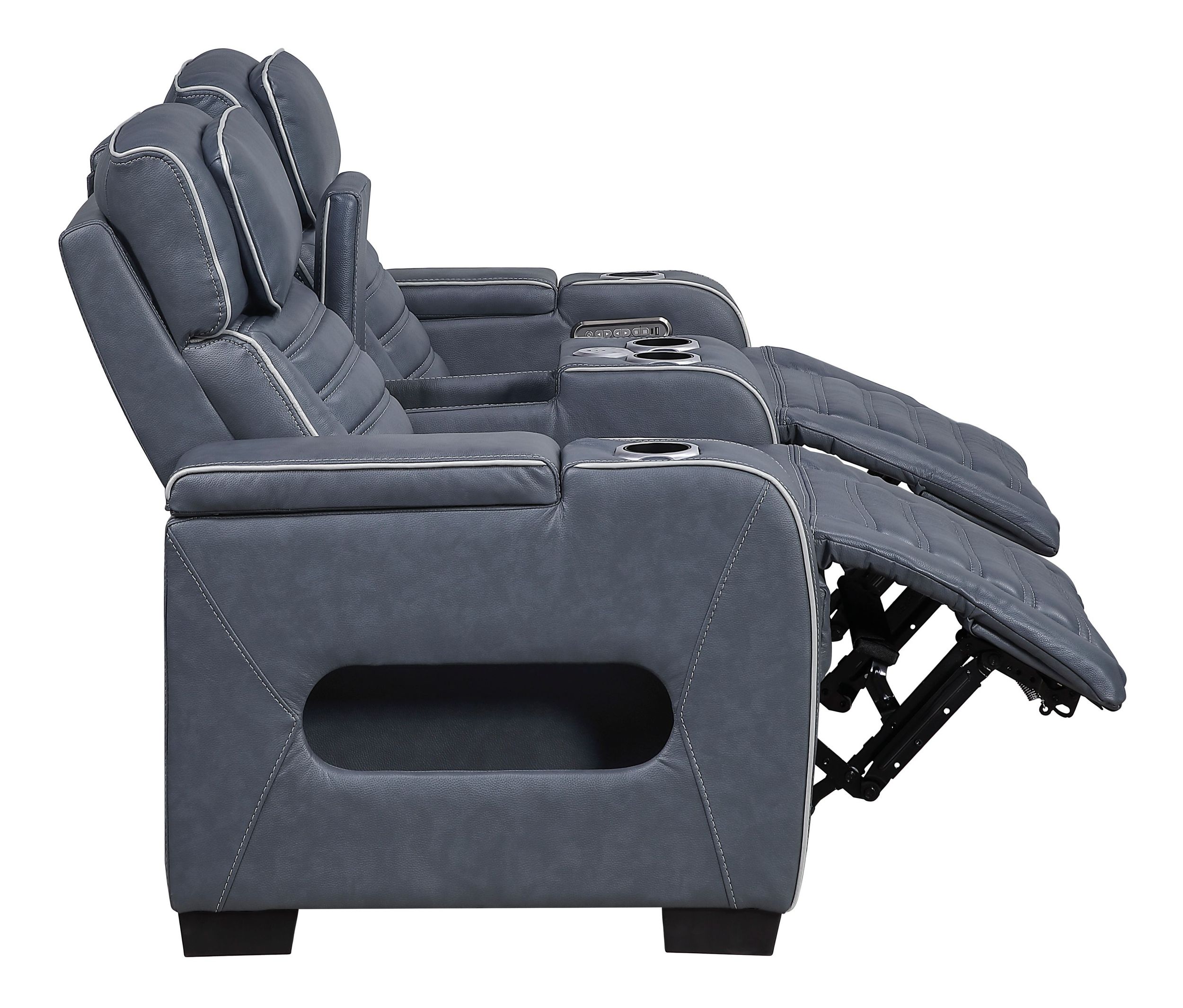Cyber Leather Power Double Reclining Living Room Set with LED Lighting & Air Massage
