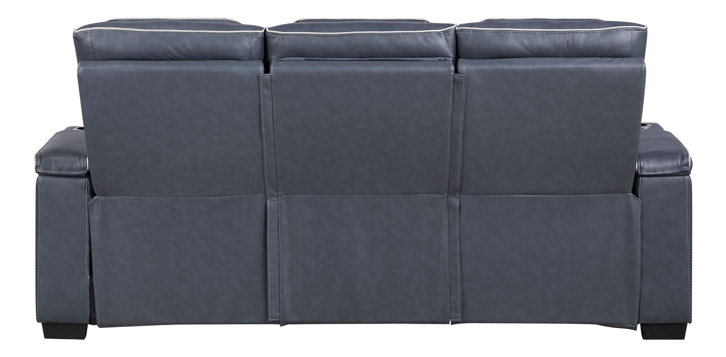 Cyber Leather Power Double Reclining Sofa with LED Lighting & Air Massage